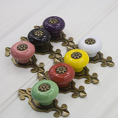 Vintage Ceramic Drawer Knobs - 2 in 1 Pink-Bronze Pulls (8 Pack) for DIY Cabinets & Dressers