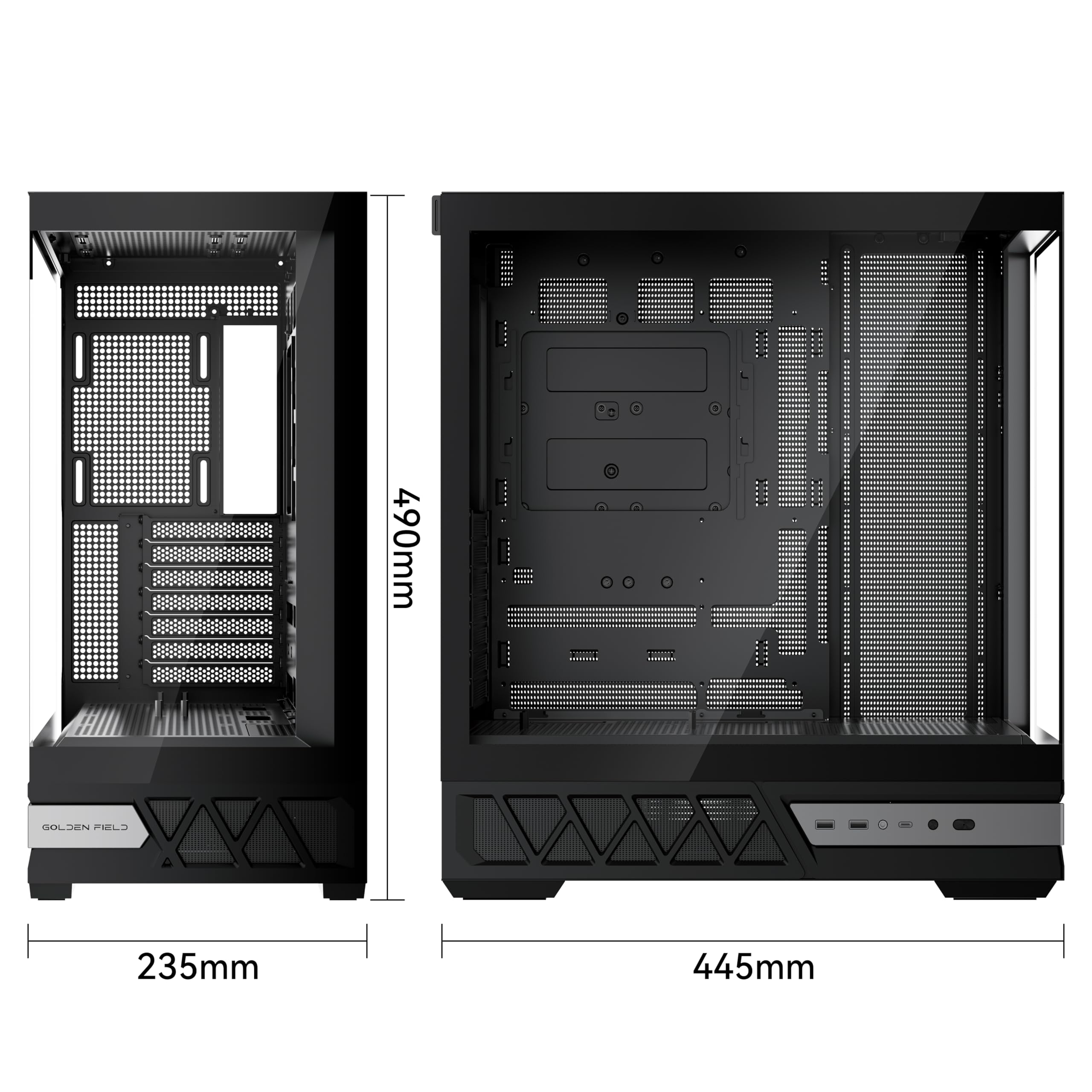 Gaming PC ATX Mid Tower Case - Compatible with Micro ATX/Mini ITX, Supports 360mm Water Cooling, Easy Installation & Cable Management, 270° Tempered Glass Design - Black | Perfect for High-Performance Gaming Rigs & Streaming Setups