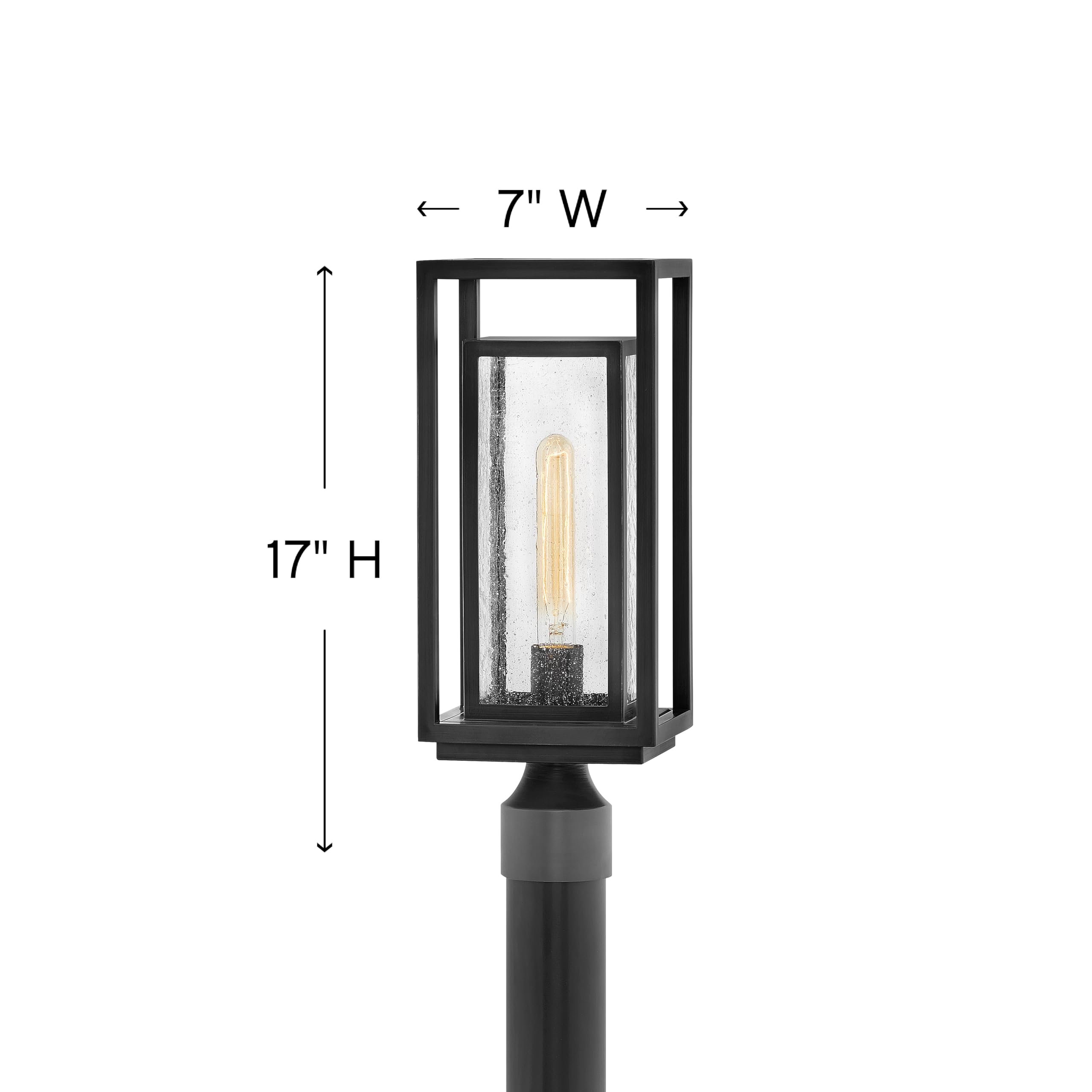 Hinkley Republic Medium Post Top or Pier Mount Lantern - LED Outdoor Light Fixture with Clear Seedy Glass Panes, Composite Material & Anti-Fading Black Finish - Perfect for Porch, Garden, Patio & Entryway Lighting