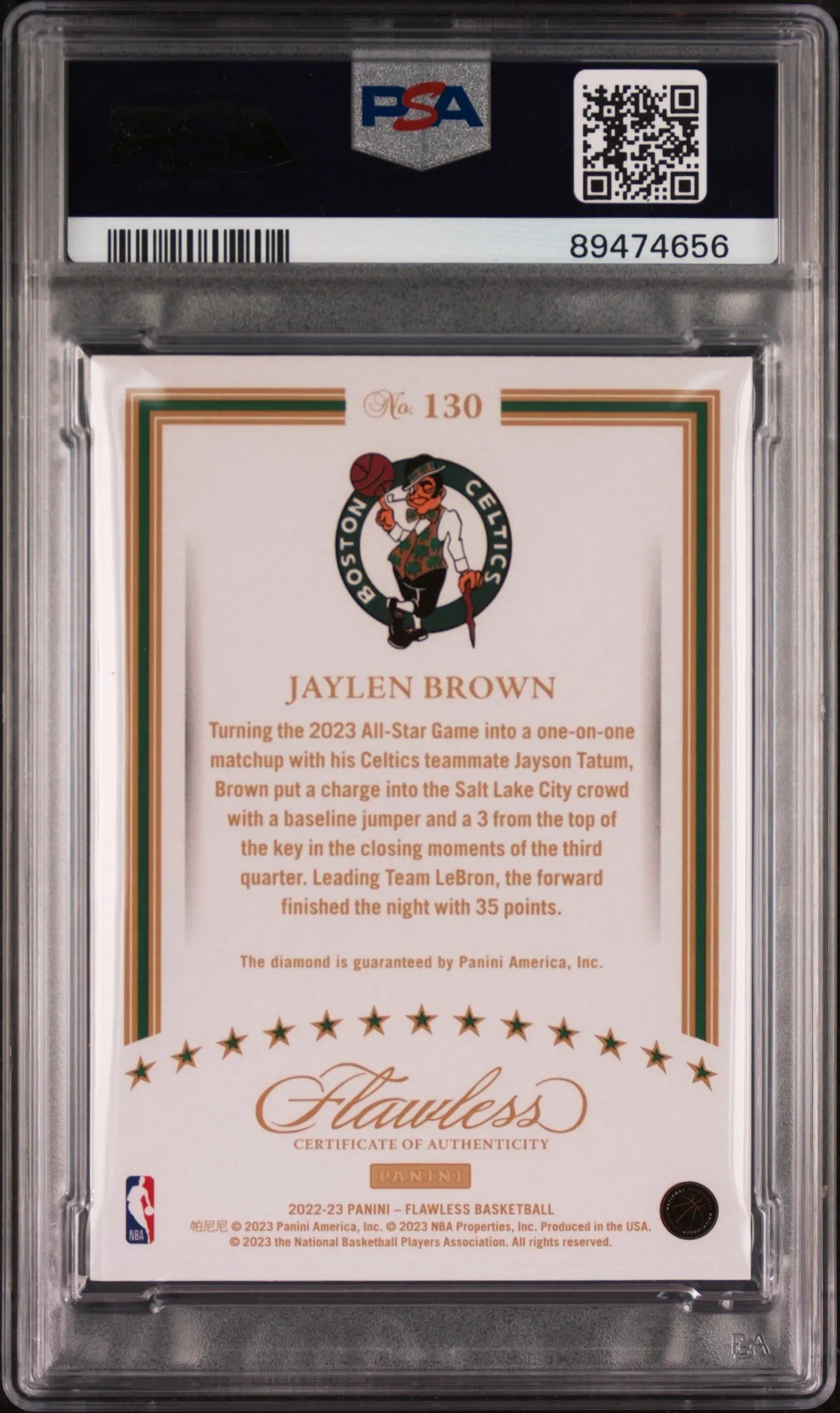 2022 Panini Flawless Jaylen Brown Gold Foil Diamond Relic PSA 10 1/5 - Rare Basketball Trading Card for Collectors & Investors - Perfect for Display, Gifting, and Sports Memorabilia Collections