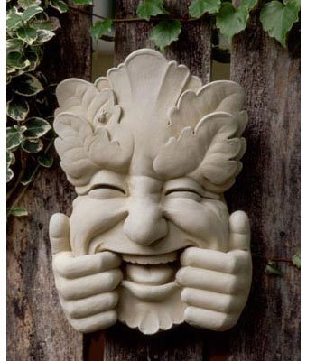 Whimsical Green Man Plaque - Handmade Stone Garden Sculpture for Home & Outdoor Decor | Perfect for Fairy Gardens, Patios, and Landscape Art