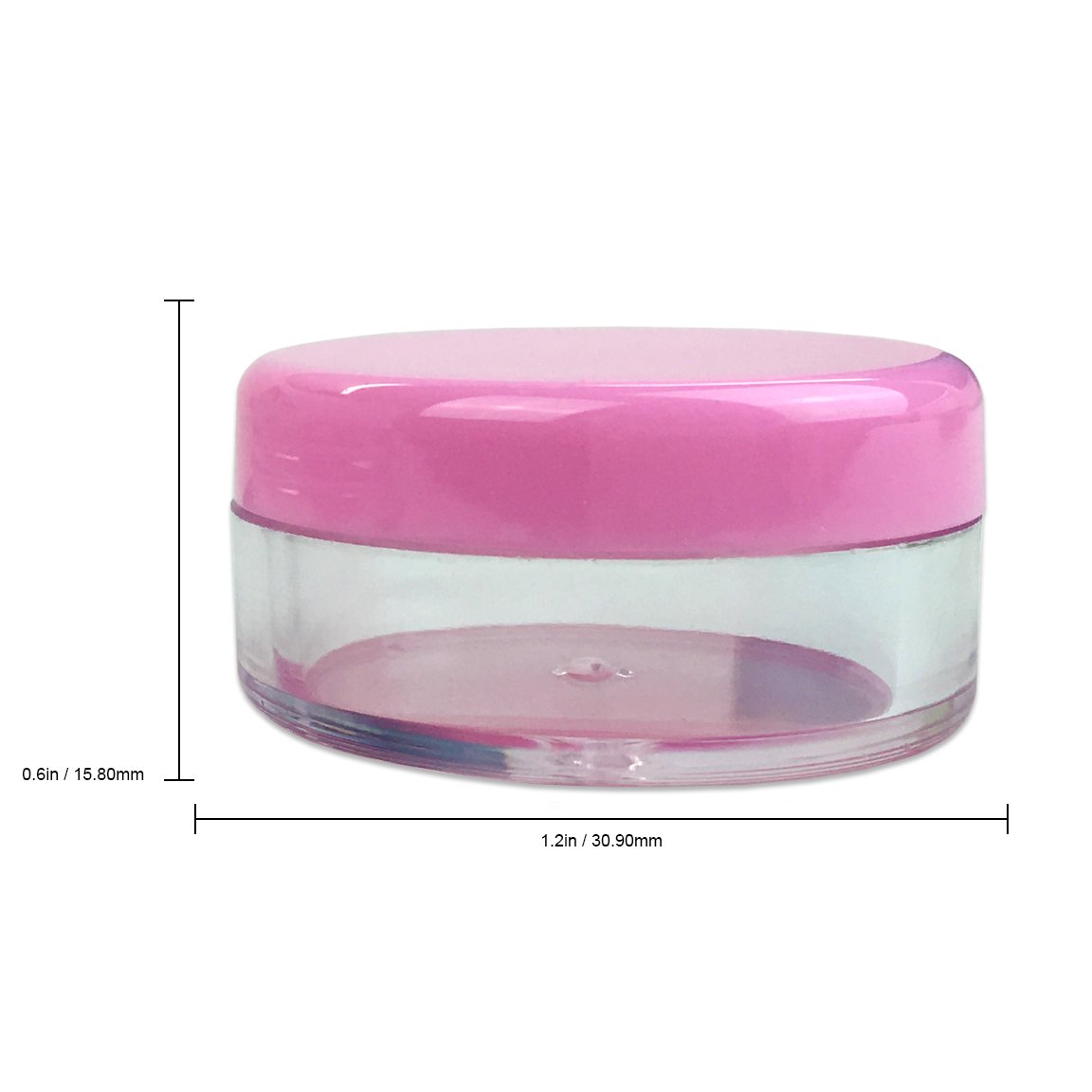 150 Pcs 5G/5ML Clear Round Jars with Pink Lids - BPA Free Plastic Containers for Herbs, Spices, Tea, Coffee & Food Storage - Perfect for Pantry, Kitchen & DIY Organizing