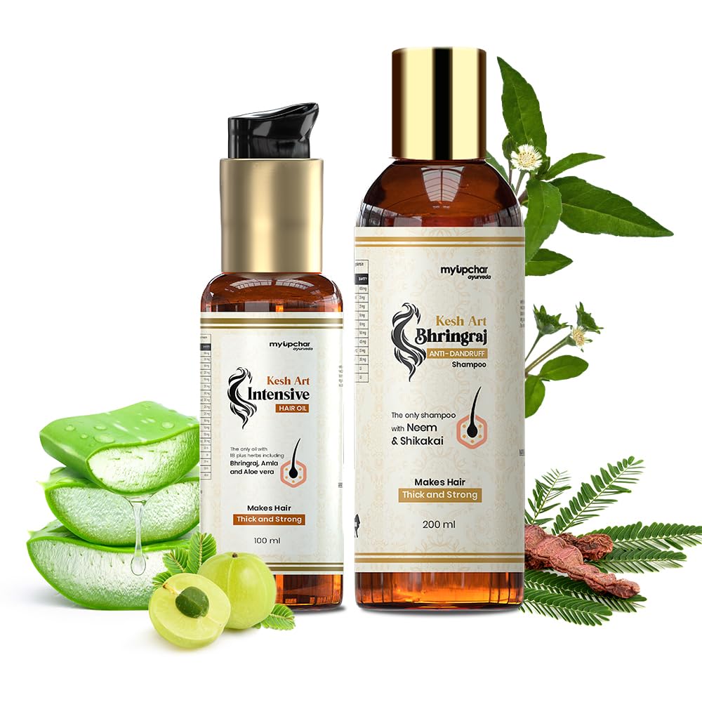 MyUpchar Ayurveda Hair Care Set for Strong & Healthy Hair – Natural Hair Growth Kit with Herbal Shampoo, Conditioner & Oil | Perfect for Daily Hair Care, Scalp Treatment & Frizz Control