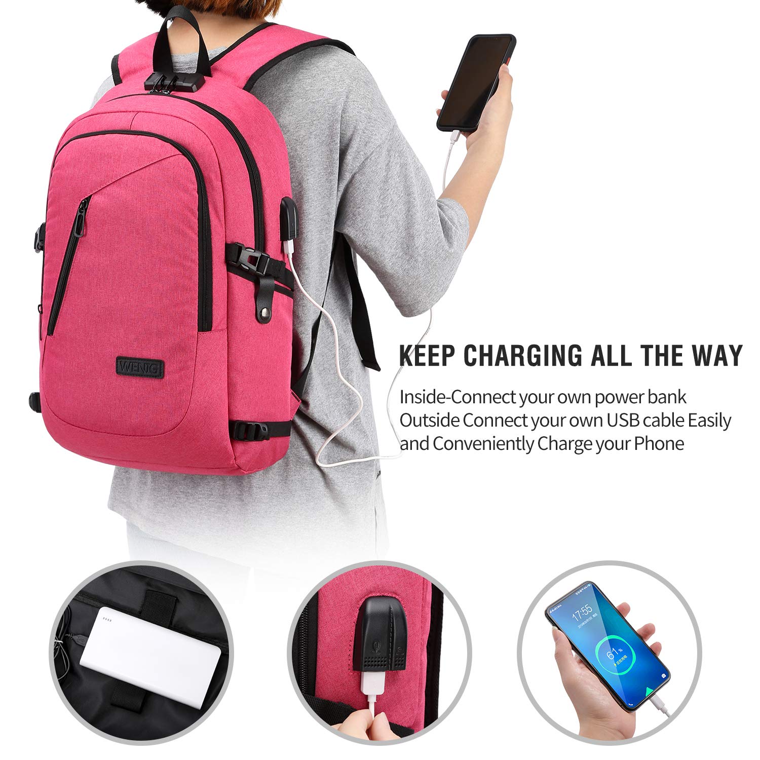 Anti-Theft Business Laptop Backpack with USB Charging Port & Lock - Waterproof 15.6 Inch Computer Backpack for Men & Women - Perfect for Office Commute, College, Travel & Hiking Daypacks