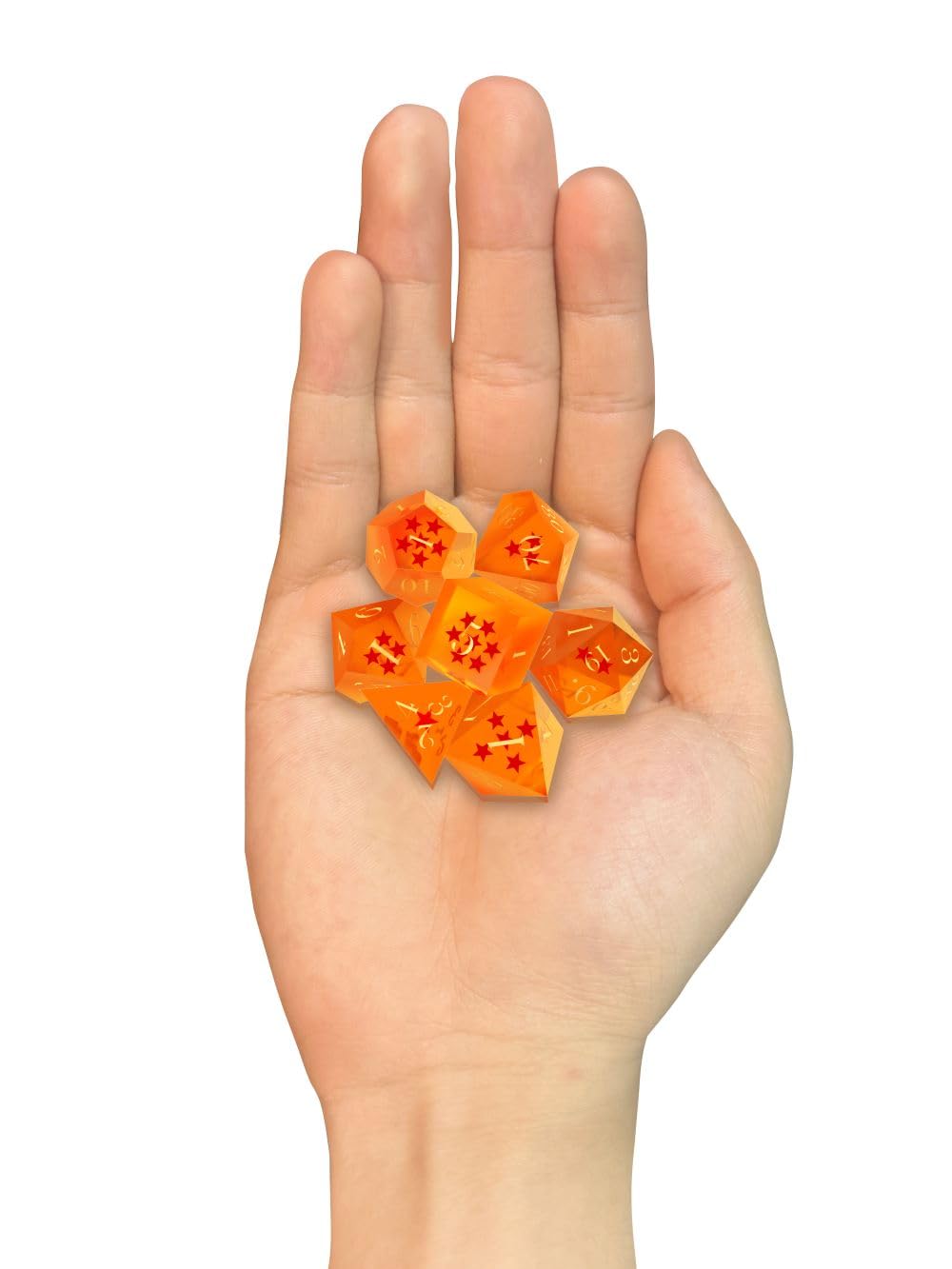 Dragon Stars DND Dice Set - 7Pcs Sharp Edge Resin Polyhedral Dice for Dungeons & Dragons, D&D RPG Gaming (D20, D12, D10, D8, D6, D4) - Orange | Perfect for Tabletop Role-Playing Games, D&D Campaigns & Collectors