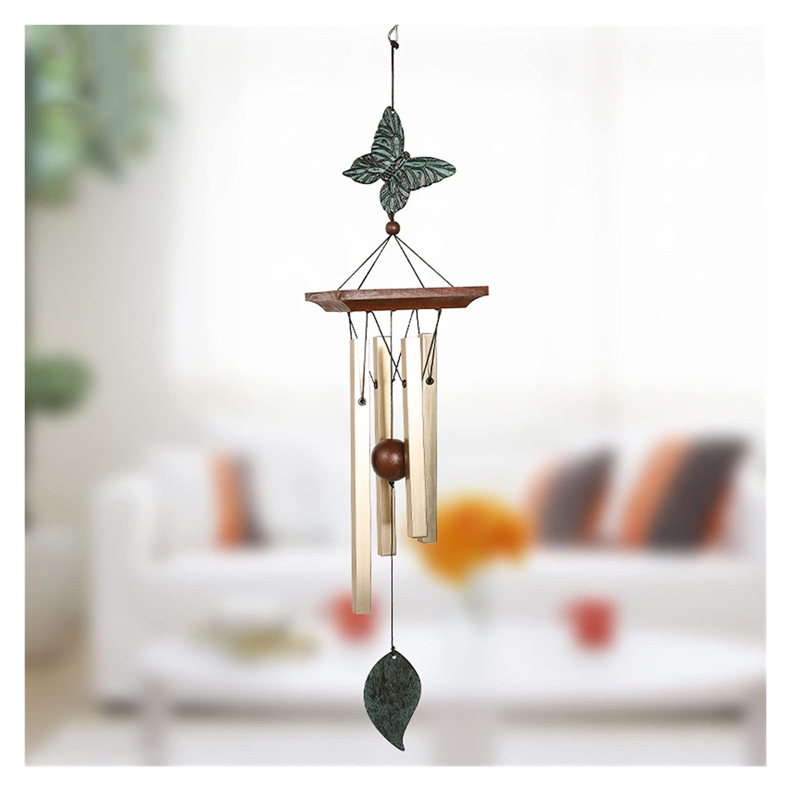 Vintage Animal Wind Chimes - Handcrafted Metal Pendant with Square Aluminum Tubes for Home & Garden Decor (Butterfly Design) | Perfect for Porch, Patio, and Outdoor Relaxation