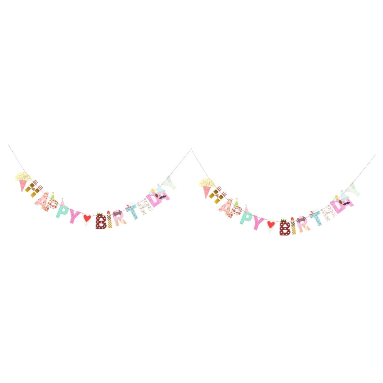 VICASKY 2 Pack Happy Birthday Banner Flags - Fray-Proof Dreamcatcher Design for Baby Birthday Party Decorations - Indoor & Outdoor Celebration Decor for Kids, Baby Showers, and Birthday Parties