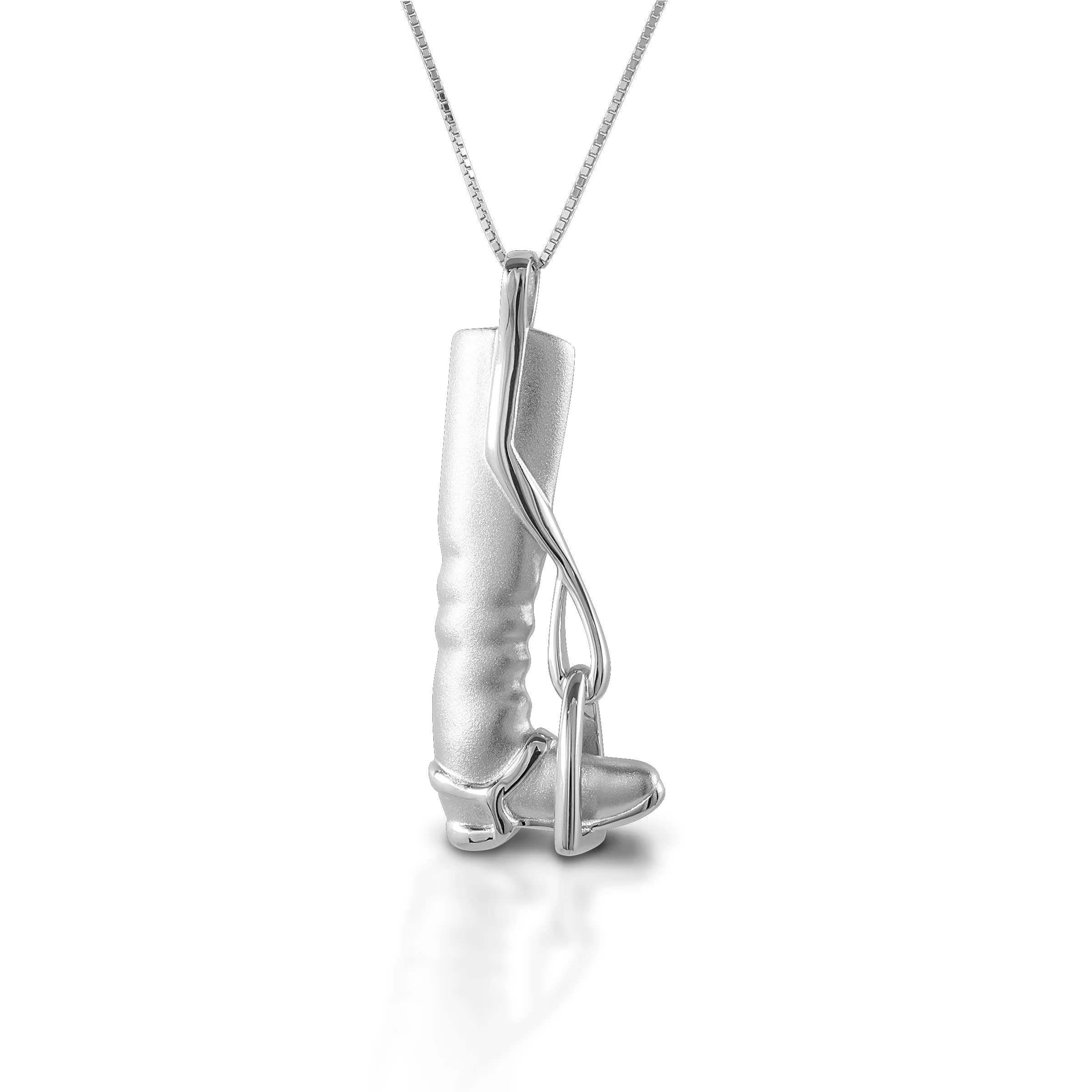Large Tall Boot & Stirrup Necklace - Sterling Silver Equestrian Jewelry for Horse Lovers - Perfect for Riding Enthusiasts & Western Fashion