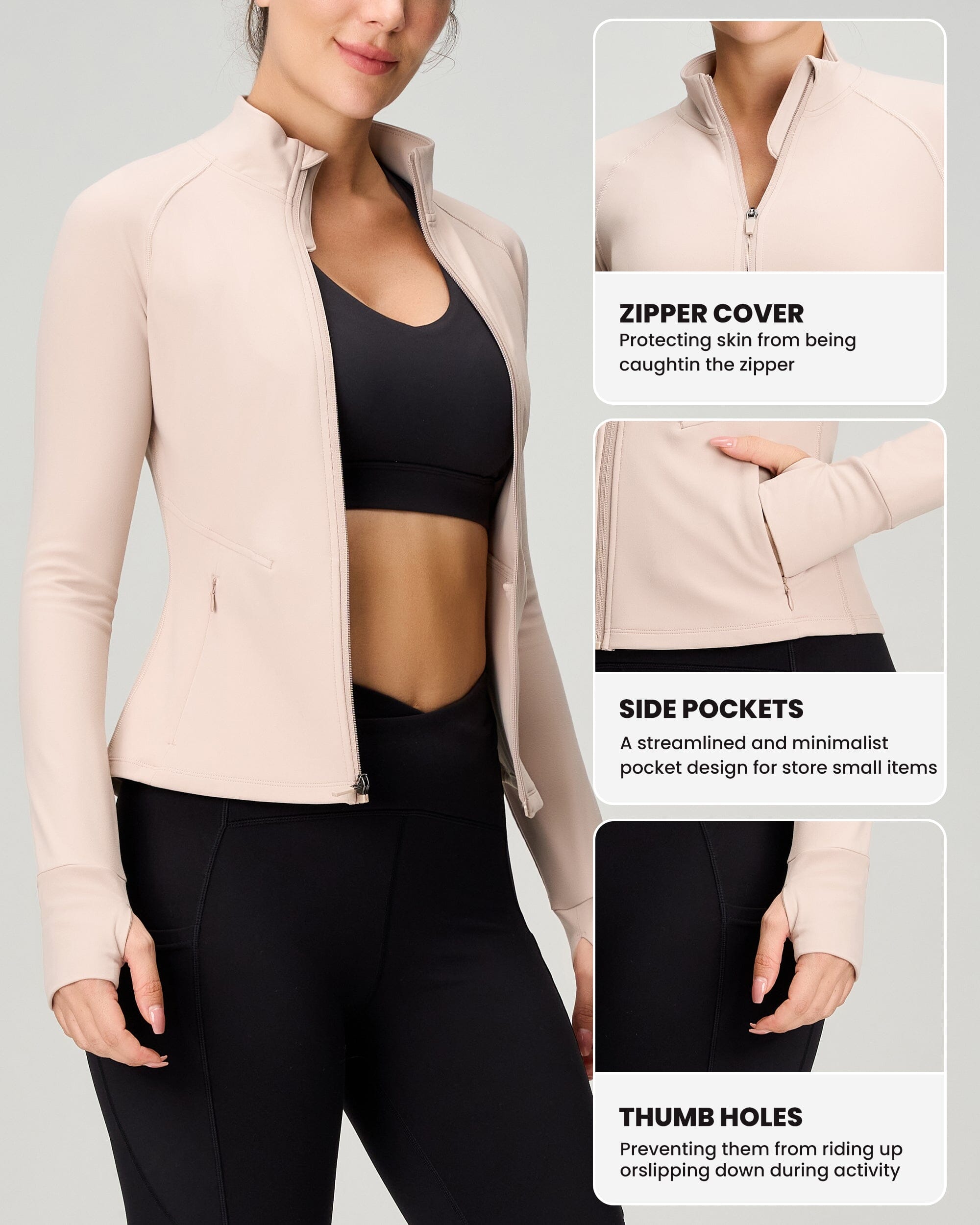 Women's Cropped Full Zip Jacket with Pockets - Lightweight Casual Outerwear for Spring & Fall | Perfect for Streetwear, Layering & Everyday Fashion