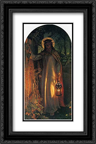 William Holman Hunt 'The Light of The World' 16x24 Inch Black Ornate Framed Art Print with Double Mat - Perfect for Home Decor, Church Display & Gift Giving