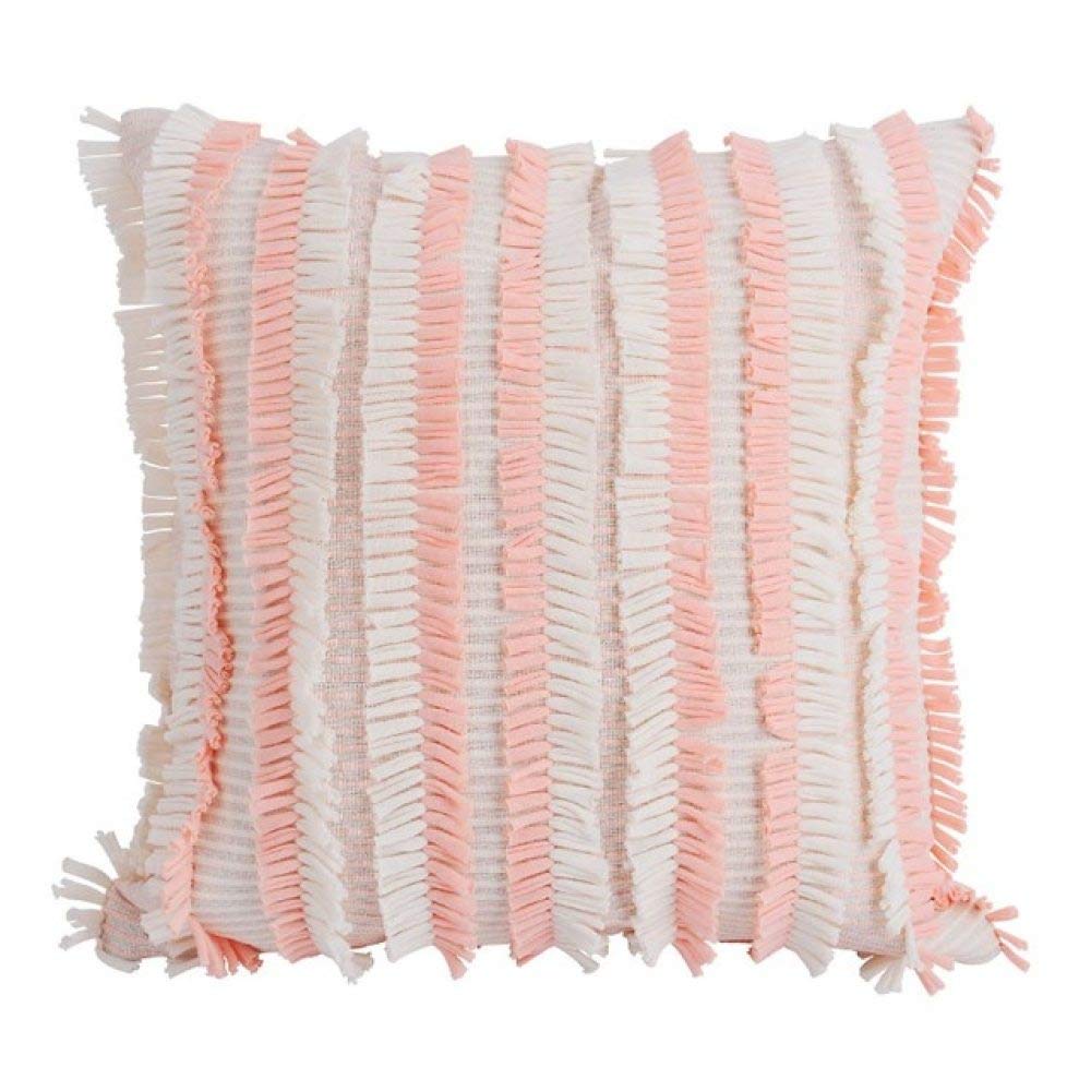 SDCVRE Floral Square Cushion Cover with Tassels - Brown, Pink, Blue, Yellow Stripe Twill Pillow Case 45x45cm for Sofa & Home Decoration | Elegant Living Room & Bedroom Accent