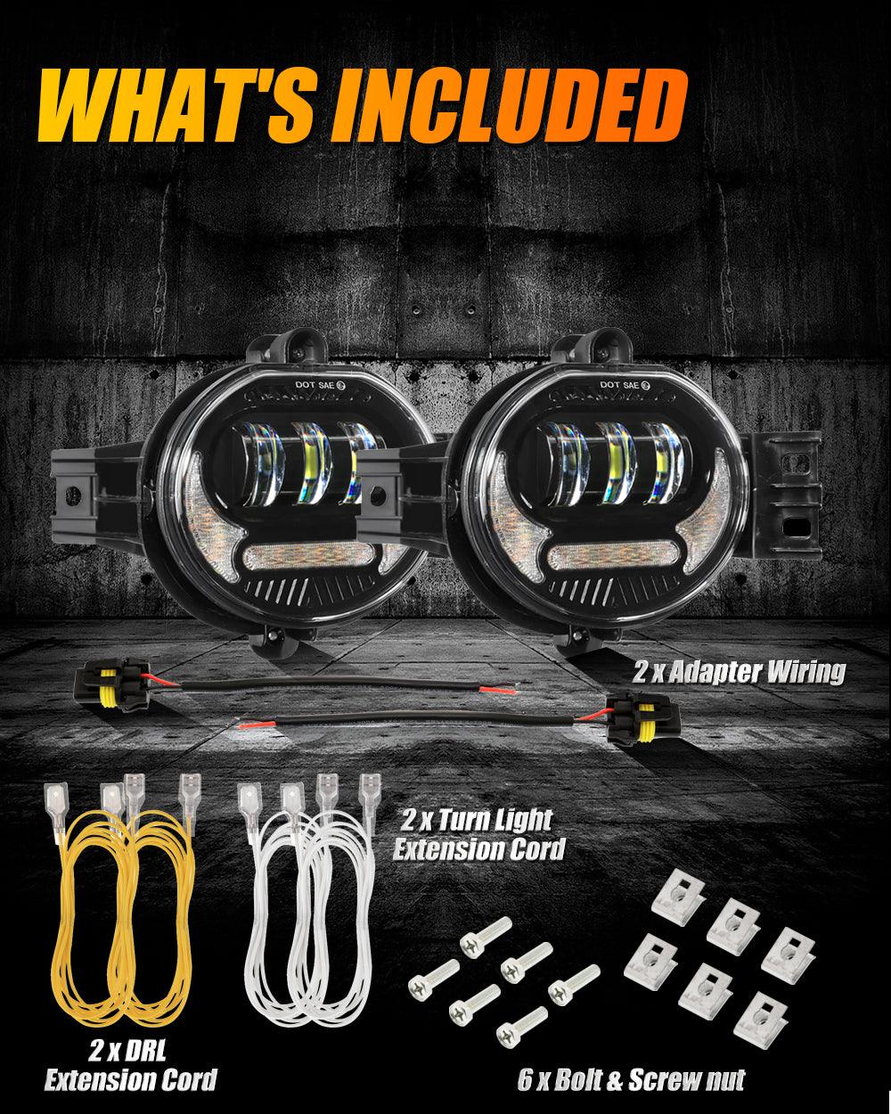 2-Pack LED Fog Light Kit with DRL & Turn Signal for 2002-2008 Dodge Ram 1500 / 2003-2009 Ram 2500 3500 - Black Housing - Upgrade Your Truck's Visibility & Style for Off-Roading & Night Driving
