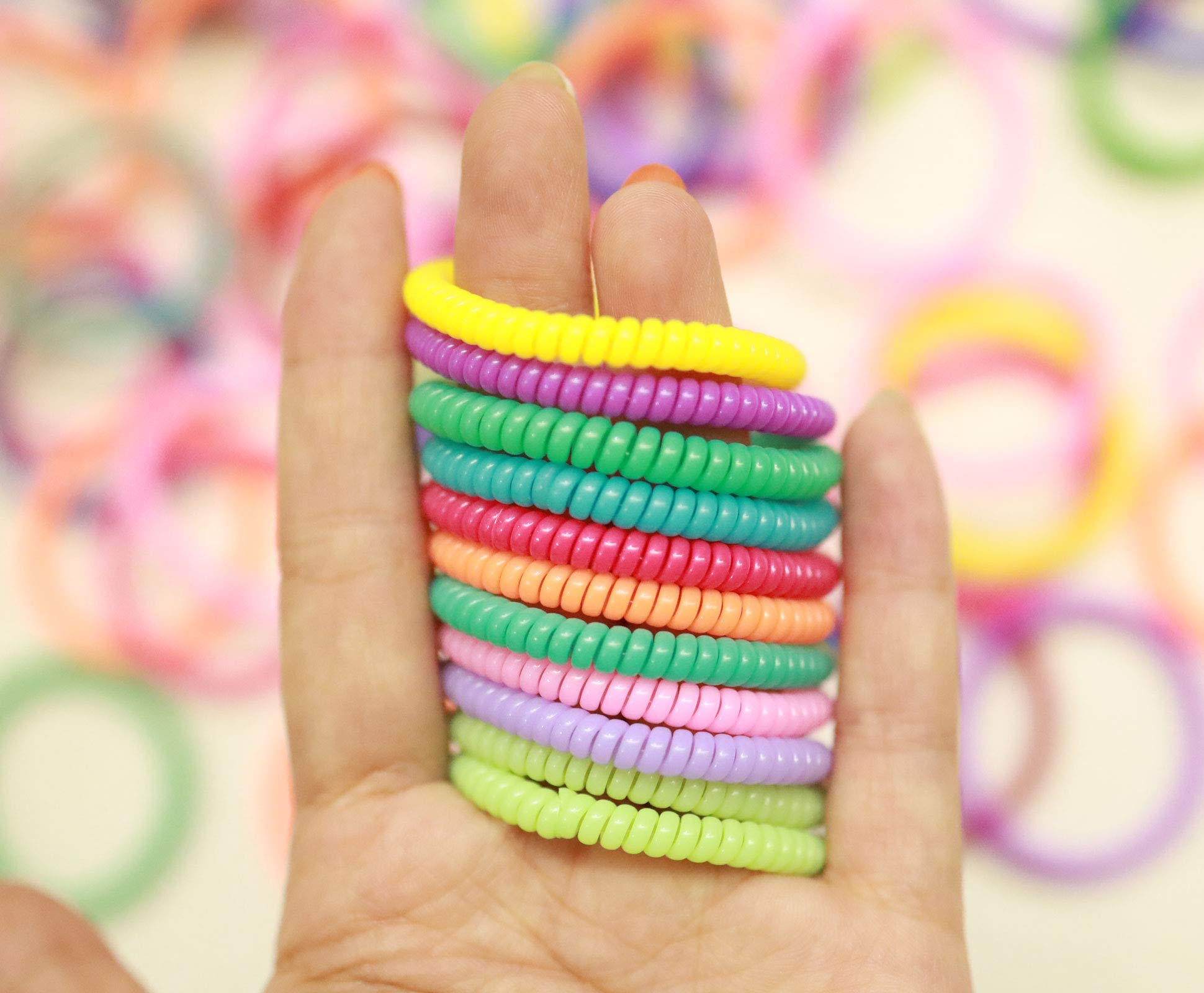 100 Pcs Spiral Hair Ties No Crease Elastic Coil Hair Bands for Women & Girls - Soft Phone Cord Hair Ties for Workout, Yoga, School & Everyday Use