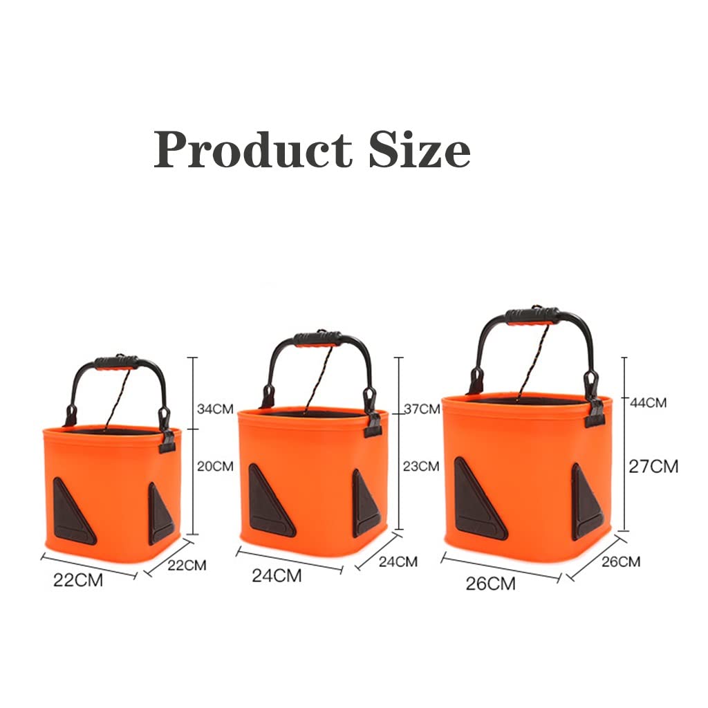 LEIYAN 3-Pack Collapsible Camping Fishing Bucket - Portable Outdoor Folding Square Storage Container for Fishing Gear, Bait & Supplies - Durable EVA Material (Orange, 3-Piece Set) | Perfect for Camping, Hiking, Beach Trips & Outdoor Adventures