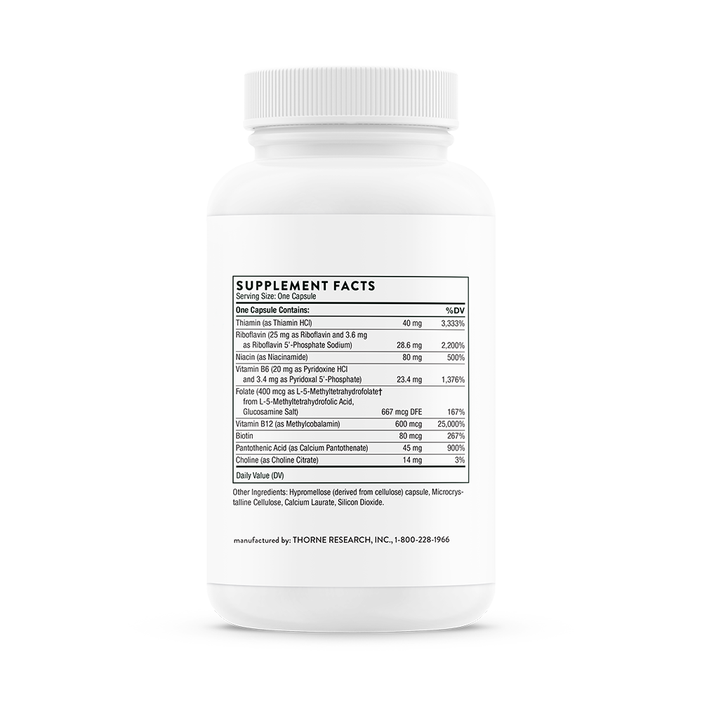 Thorne B Complex #12 (B112) - Premium Vitamin B Supplement for Energy & Metabolism Support - Ideal for Daily Wellness & Active Lifestyle