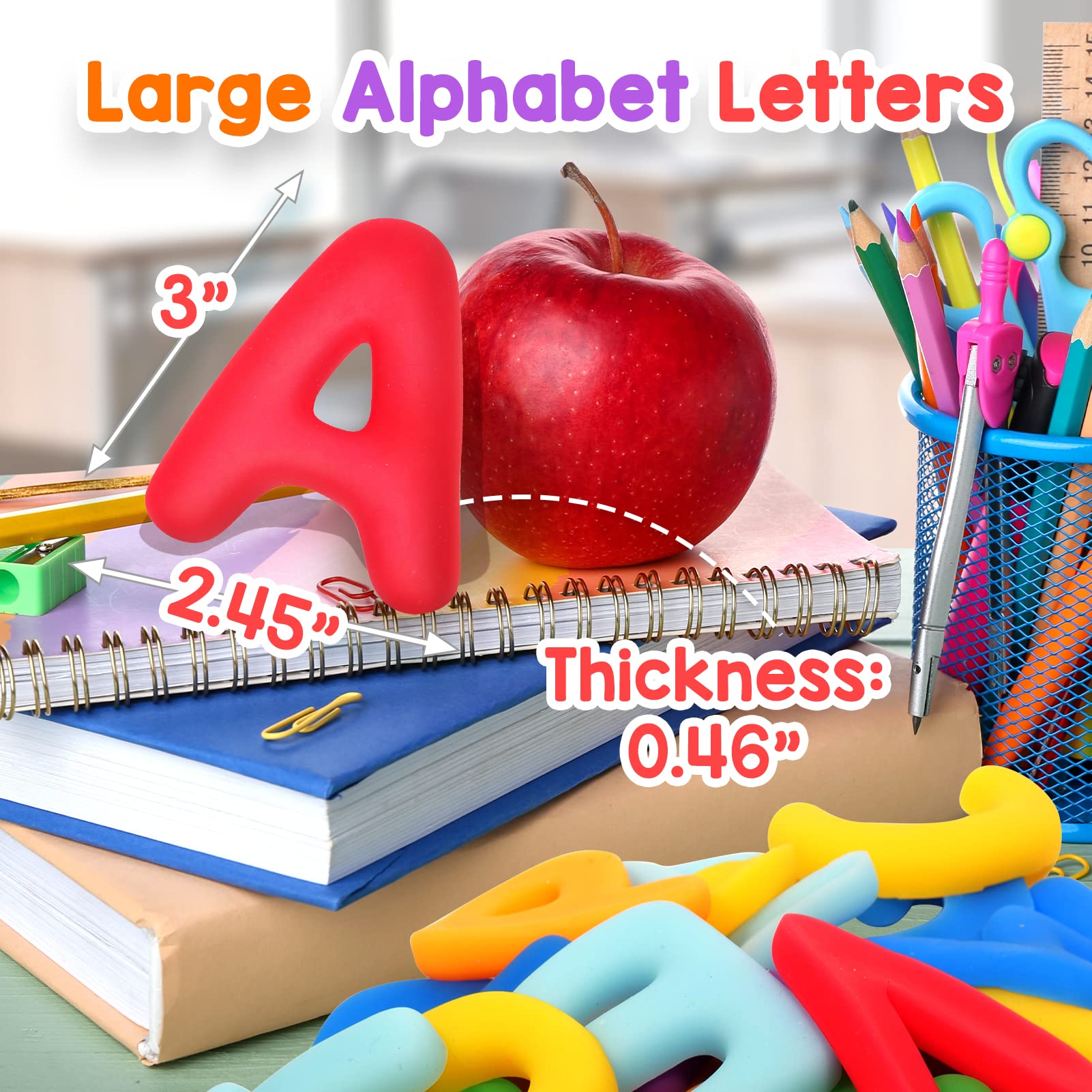 Montessori Alphabet Sensory Toys for Toddlers 3-6 Years - 26pcs ABC Learning Educational Toys, Uppercase Squishy Fidget Letters for Preschool & Autistic Kids | Perfect for Classroom Activities, Early Childhood Development & Stress Relief
