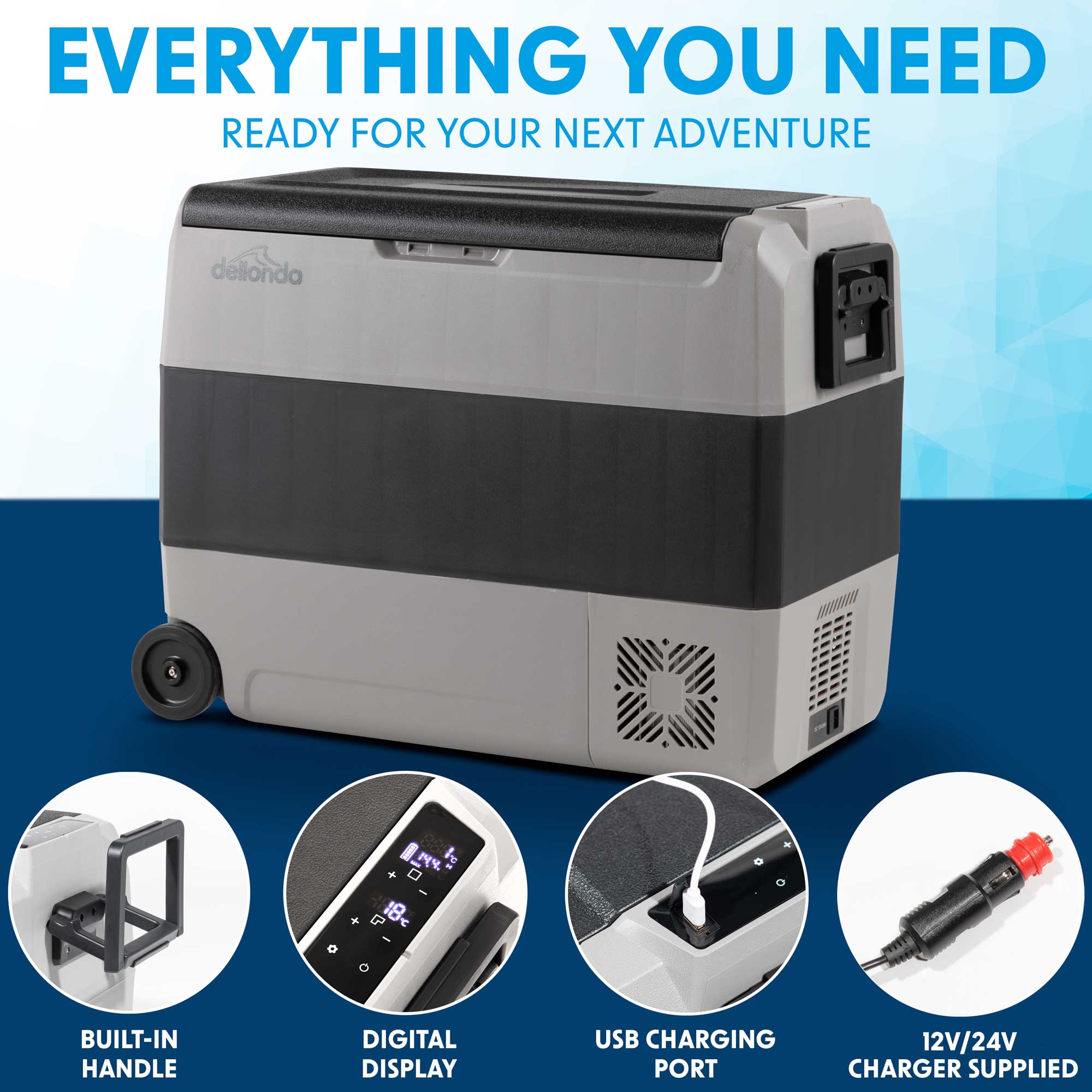 60L Portable Car Fridge Freezer - 12V/24V Dual Zone Compressor Cooler for Road Trips, Camping & Outdoor Adventures | DL15 Model