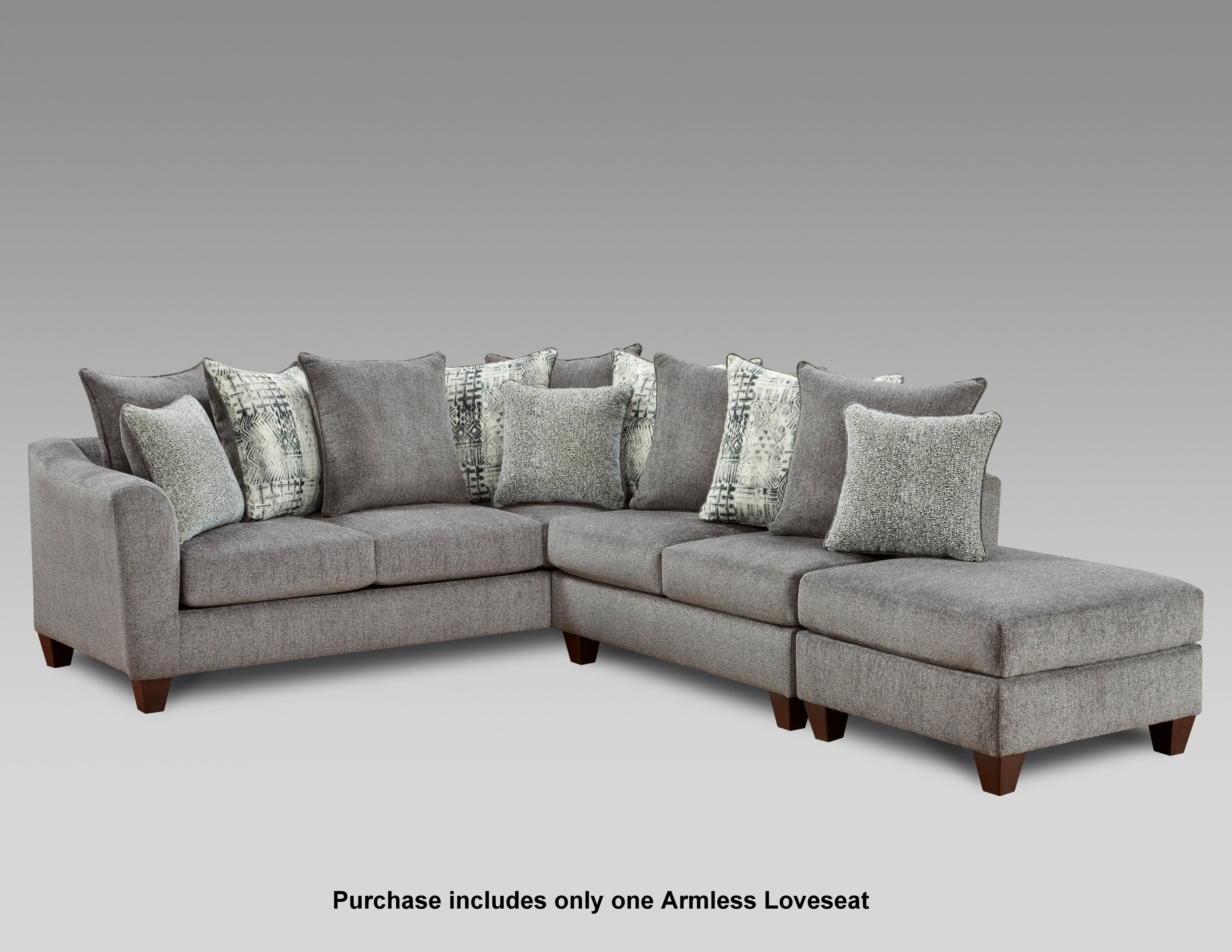 Davoz Upholstered Armless Loveseat - Modern Tori Slate Fabric Sofa for Small Spaces | Perfect for Apartments, Living Rooms & Cozy Reading Nooks