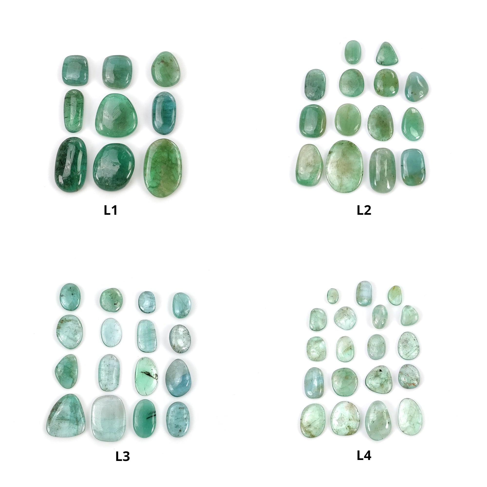 Natural Green Emerald Gemstone Cabochon - Untreated, Unheated, Irregular Shape (9pcs/14pcs/16pcs/19pcs) for Jewelry Making, Pendants & DIY Crafts