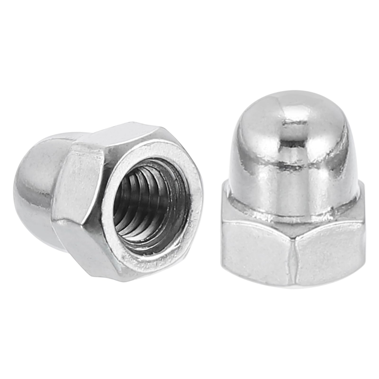uxcell 50Pcs M6x1.0 304 Stainless Steel Acorn Cap Nuts - Dome Head Hex Nut for Bolt Cover Protection, Rustproof Hardware Fasteners (Silver) - Perfect for Furniture Assembly, Automotive & DIY Projects
