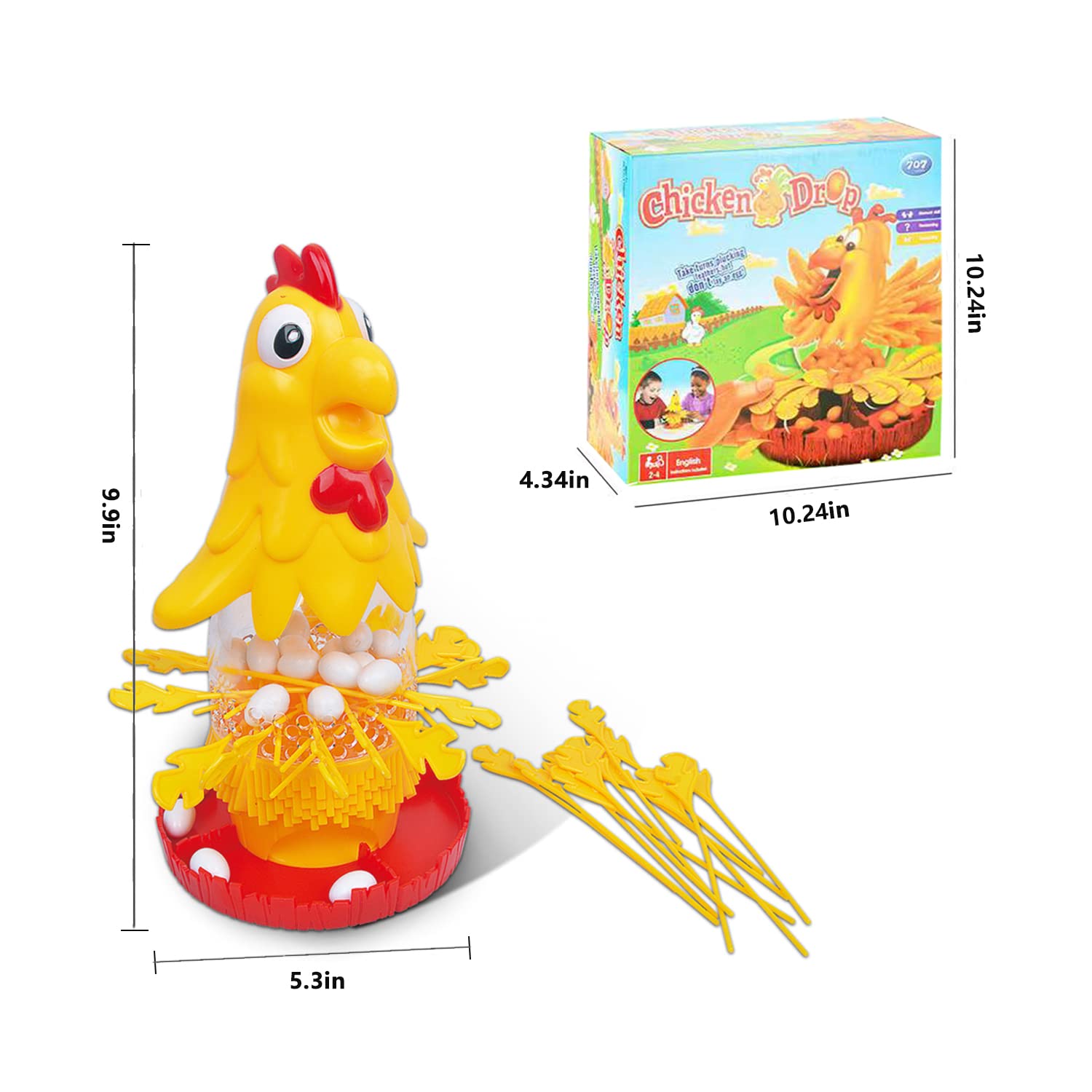 NW Hen Laying Eggs Plucking Game - Educational Chicken Egg Laying Toy for Kids, Fun Interactive Learning Game for Boys & Girls - Perfect for Preschool Playtime & Farm Animal Themed Birthday Parties