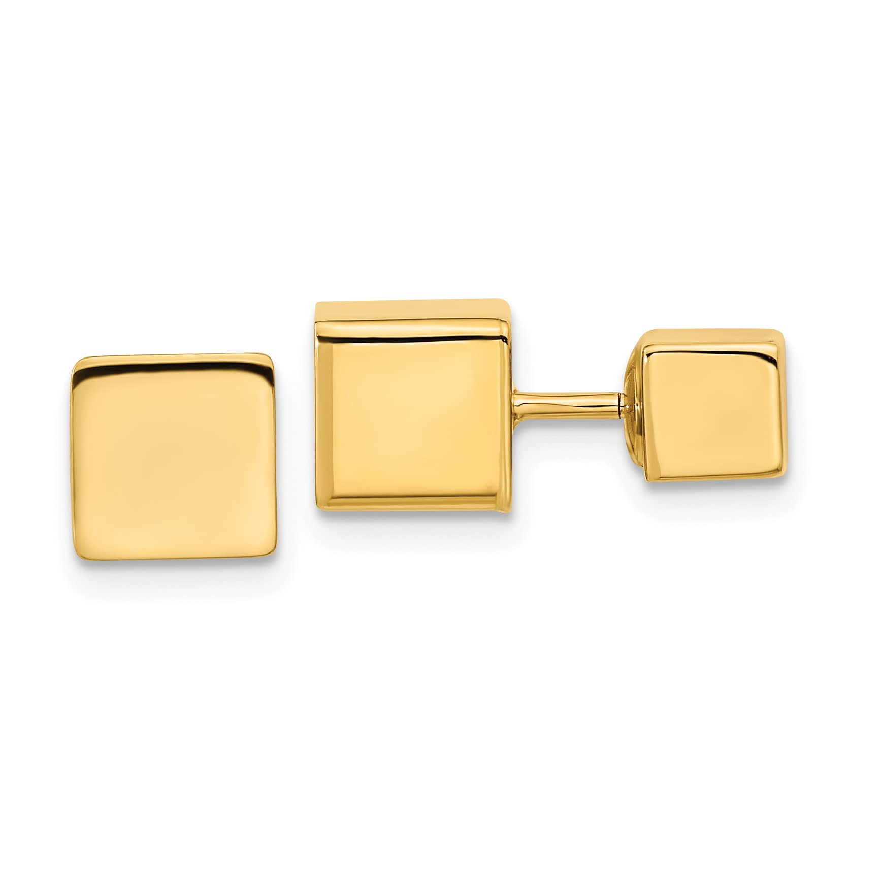 14K Yellow Gold 5mm & 7mm Cube Screw Back Earrings for Women - Elegant Front & Back Post Design, Perfect for Parties, Weddings & Everyday Wear