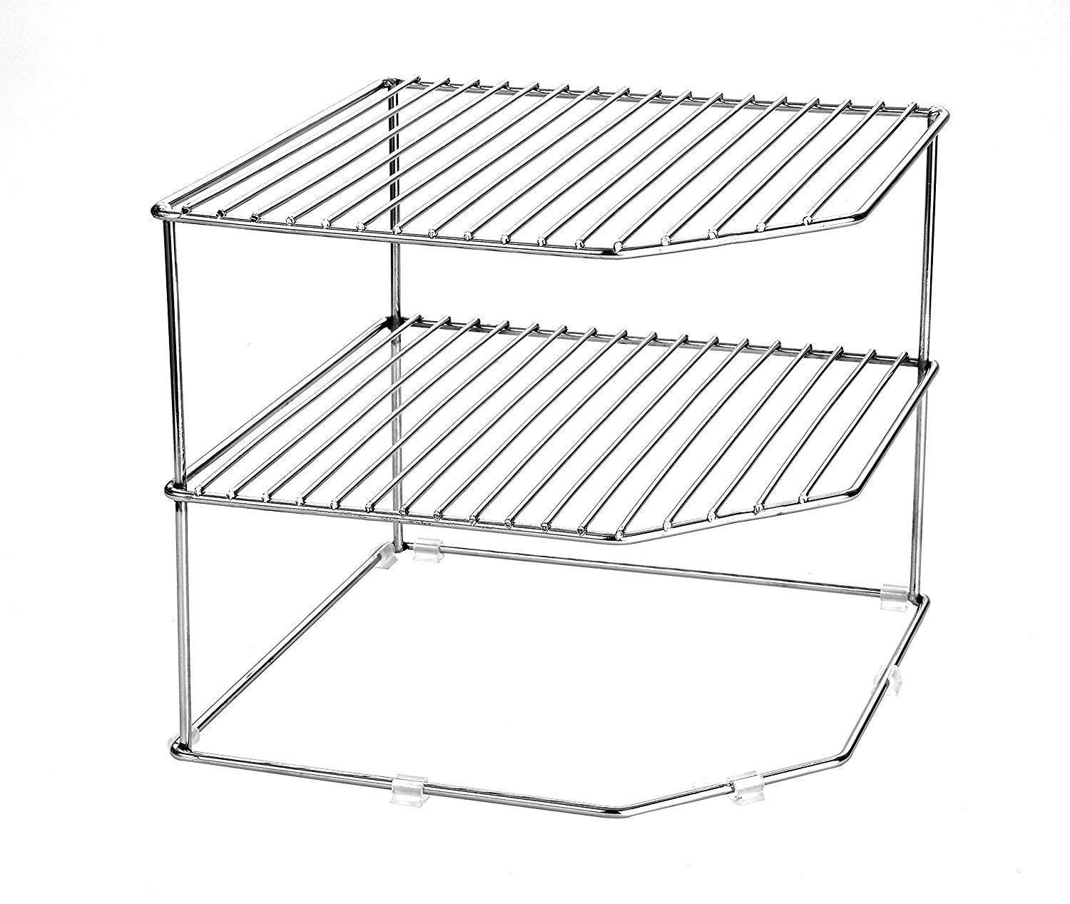 Heavy Duty 3-Tier Steel Corner Storage Rack for Kitchen - Freestanding Plate, Dish, Pot & Pan Organizer with Silver Finish | Space-Saving Solution for Small Kitchens, Pantries & Bathroom Storage