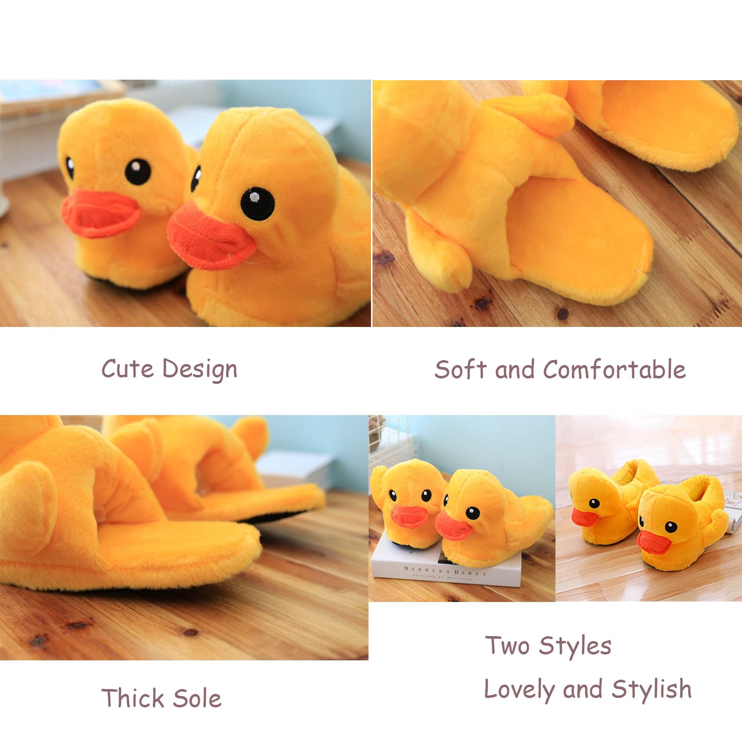 **Duck Slippers for Women & Men - Plush Yellow Duck House Slippers, Non-Slip Cartoon Animal Slippers - Cozy & Cute for Home, Lounge, and Gifts**