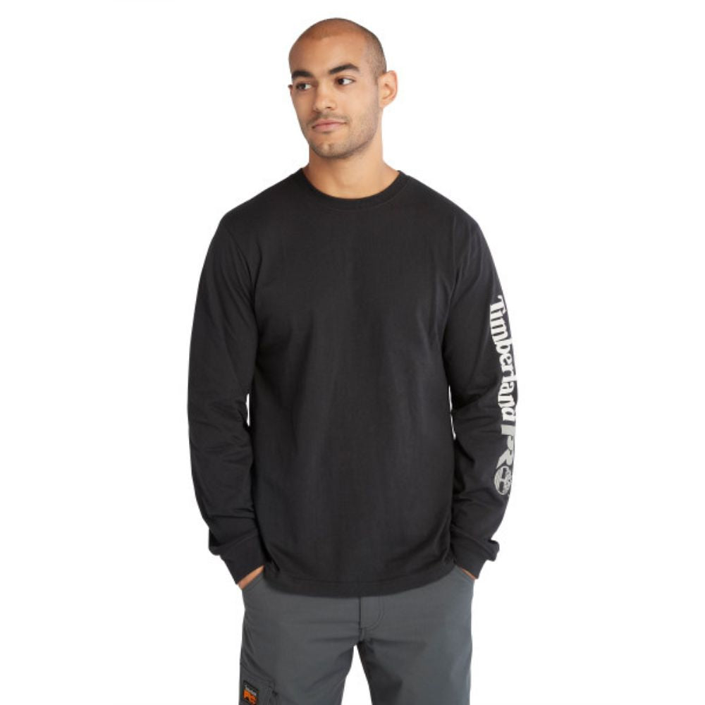 Timberland PRO Men's Core Logo Long Sleeve T-Shirt - Black | Durable Workwear & Casual Shirt for Construction, Outdoor & Everyday Wear