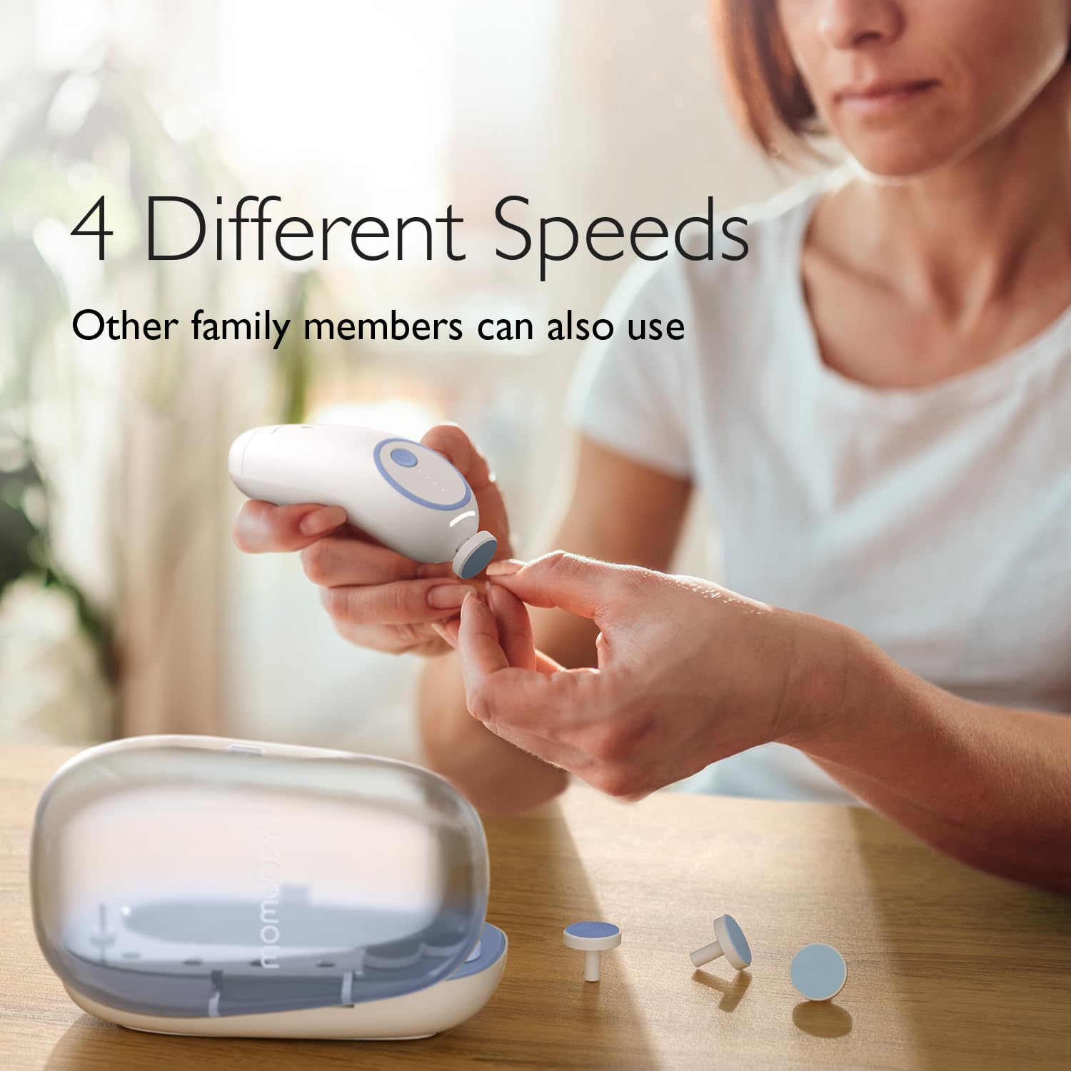 Momcozy Rechargeable Electric Baby Nail Trimmer with 7 Grinding Heads & Night Light - Gentle Baby Nail Clipper for Newborns & Toddlers - Perfect for Safe Nail Care at Home or Travel