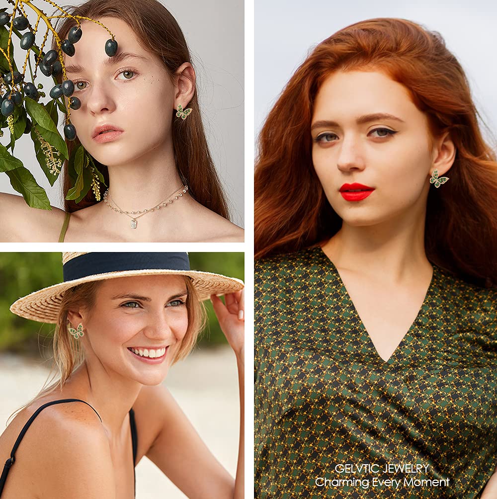 Sparkling Rhinestone Butterfly Bow Earrings for Women - Gold & Silver Cubic Zirconia (CZ) Stud Drop Dangle Earrings - Hypoallergenic Sterling Silver Jewelry - Perfect for Valentine's Day, Prom, Wedding, Bridal & Mother's Day Gifts - Elegant for Date Nights, Parties & Special Occasions