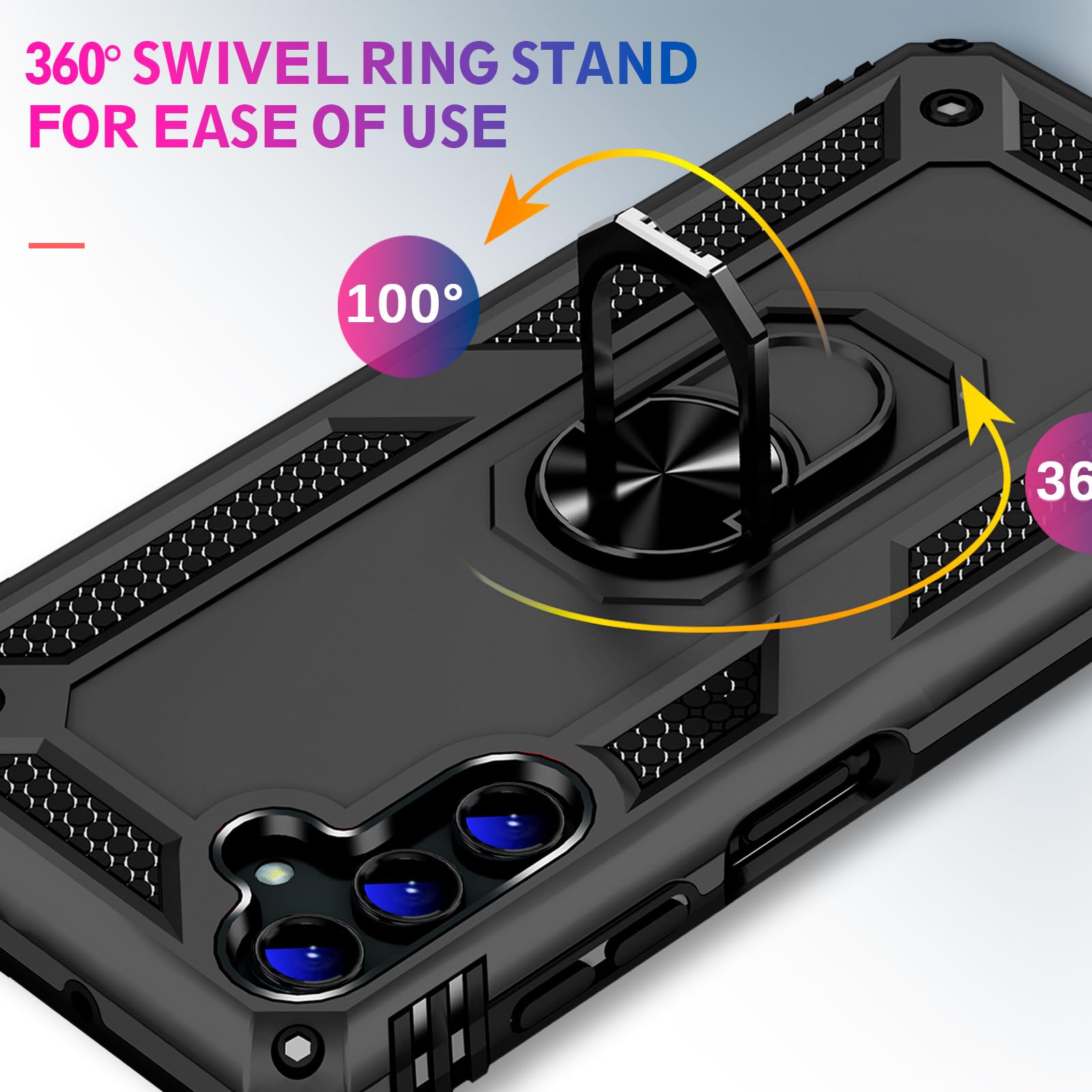 **Samsung Galaxy S24/S25 Case with Screen Protector – Military-Grade Shockproof Heavy Duty Cover, Magnetic Ring & Kickstand – Protective Phone Case for Galaxy S24 5G (Black) – Perfect for Outdoor, Travel & Daily Use**
