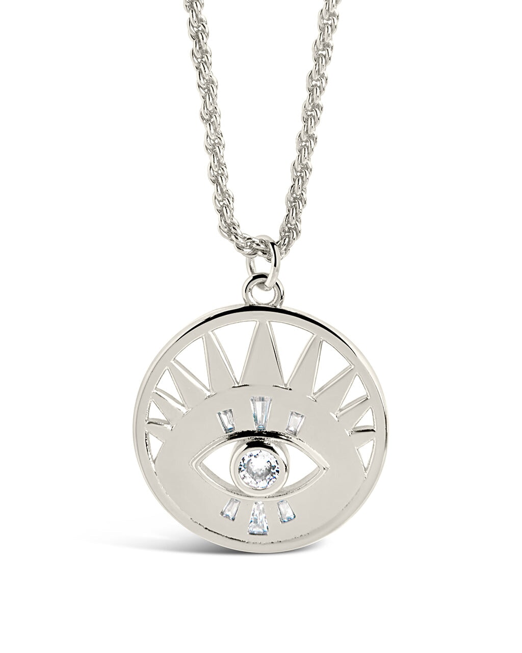 Mahana CZ Evil Eye Disk Necklace - Elegant Blue Evil Eye Pendant for Women, Stainless Steel Protection Jewelry - Perfect for Everyday Wear, Gifts & Spiritual Protection