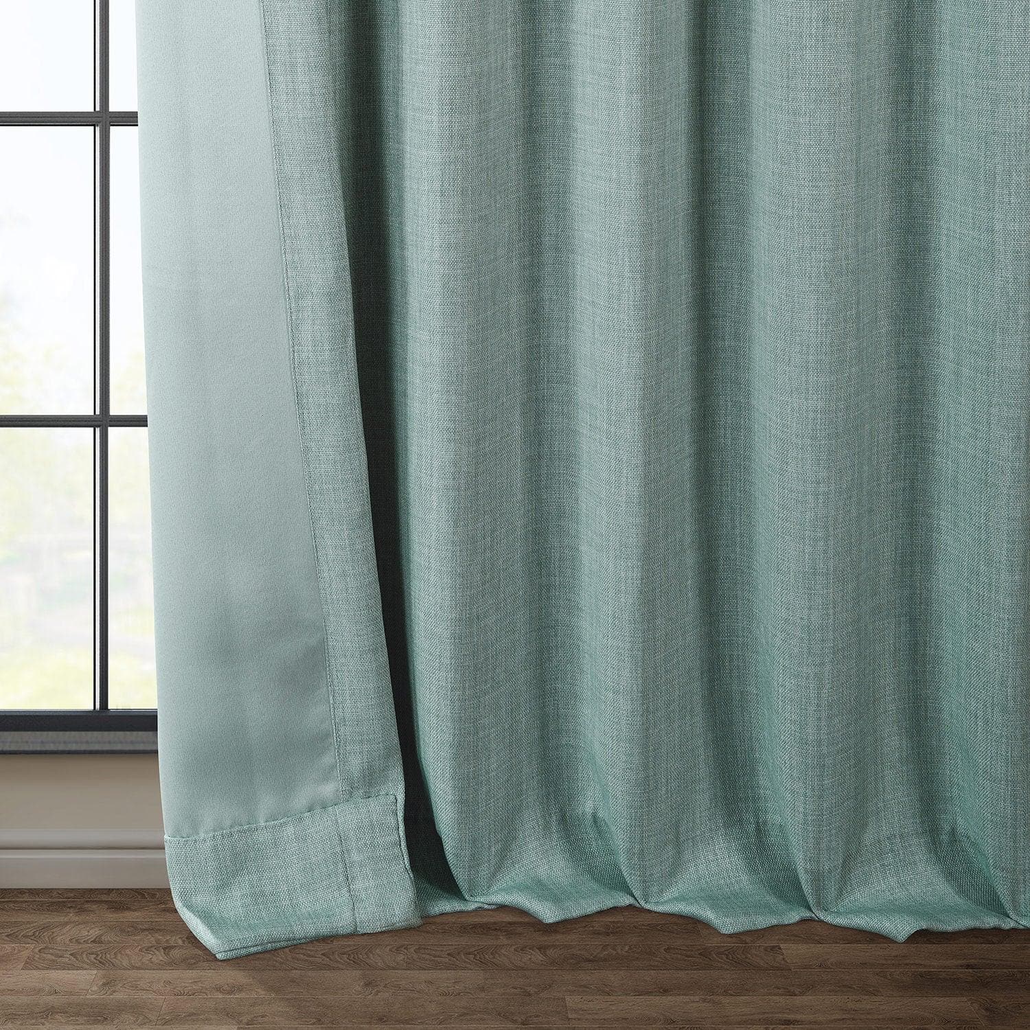 Sea Thistle Textured Faux Linen Blackout Curtains for Bedroom & Living Room - Noise Reducing Thermal Insulated Window Drapes for Home Decor