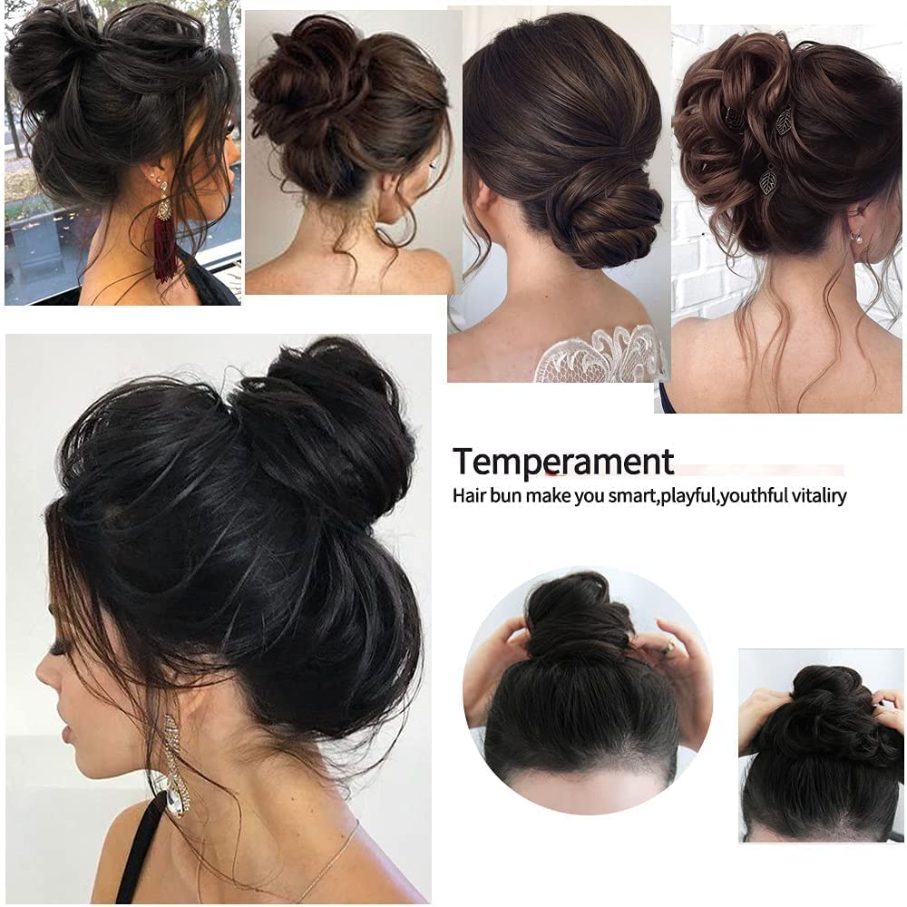 SSMART 2-Pack Messy Hair Bun Extensions for Instant Updo Hairstyles - Black | Perfect for Parties, Weddings & Everyday Styling
