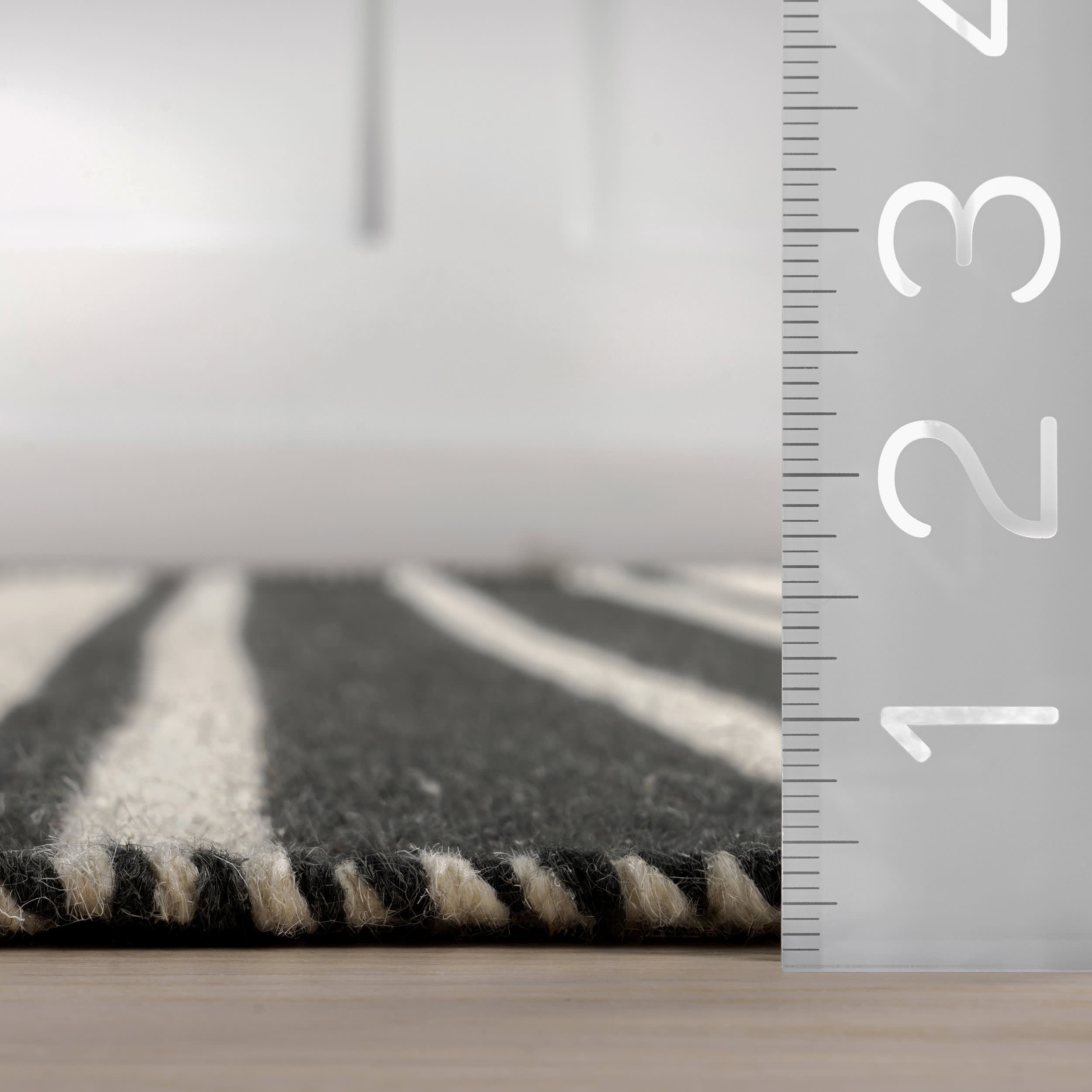 Bowery Striped Wool Rug in Charcoal - Soft & Durable Area Rug for Living Room, Bedroom, or Office Decor