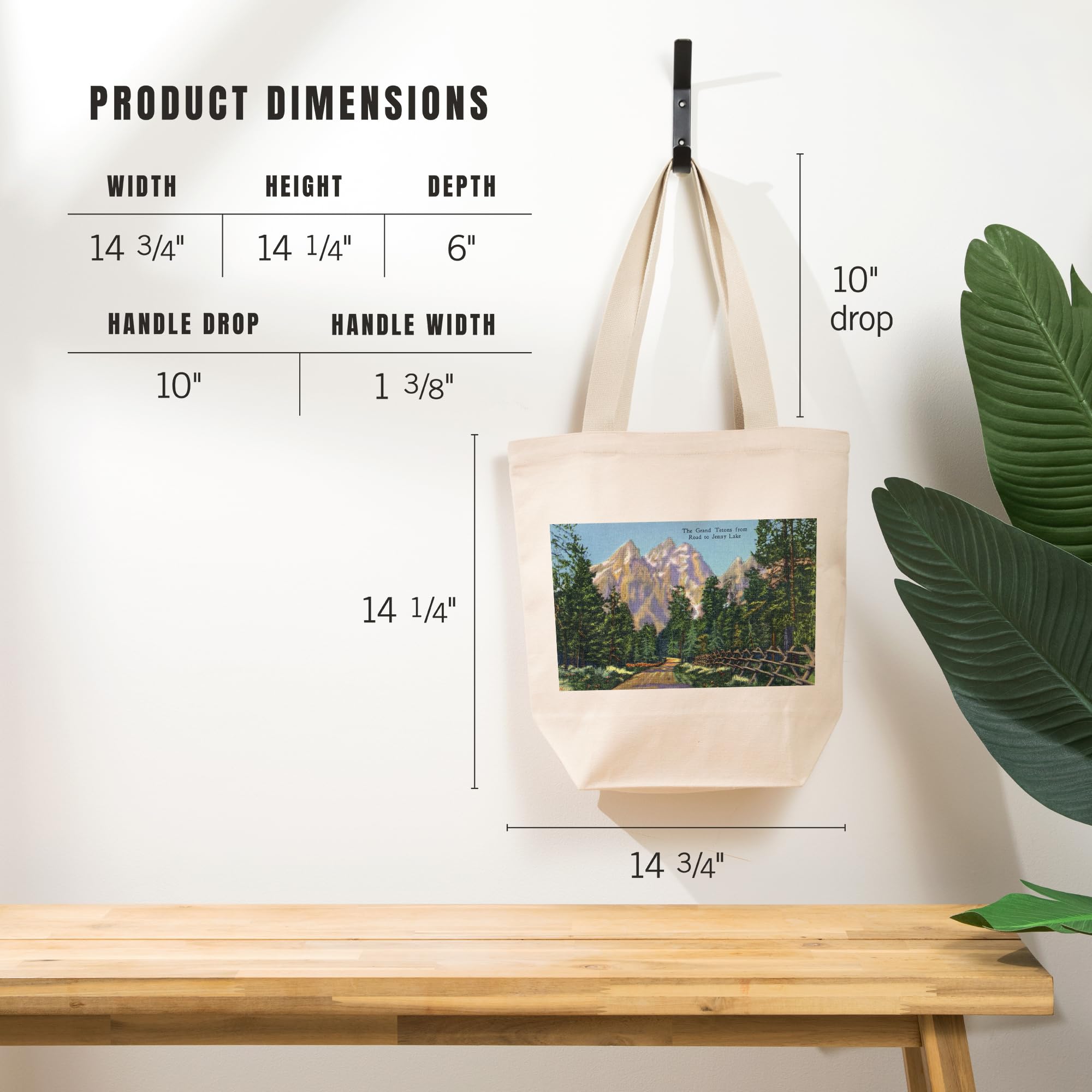 Grand Teton National Park Wyoming Tote Bag - 100% Cotton Canvas Reusable Shopping Bag with Jenny Lake & Mountain View - Perfect for Groceries, Beach Trips & National Park Adventures