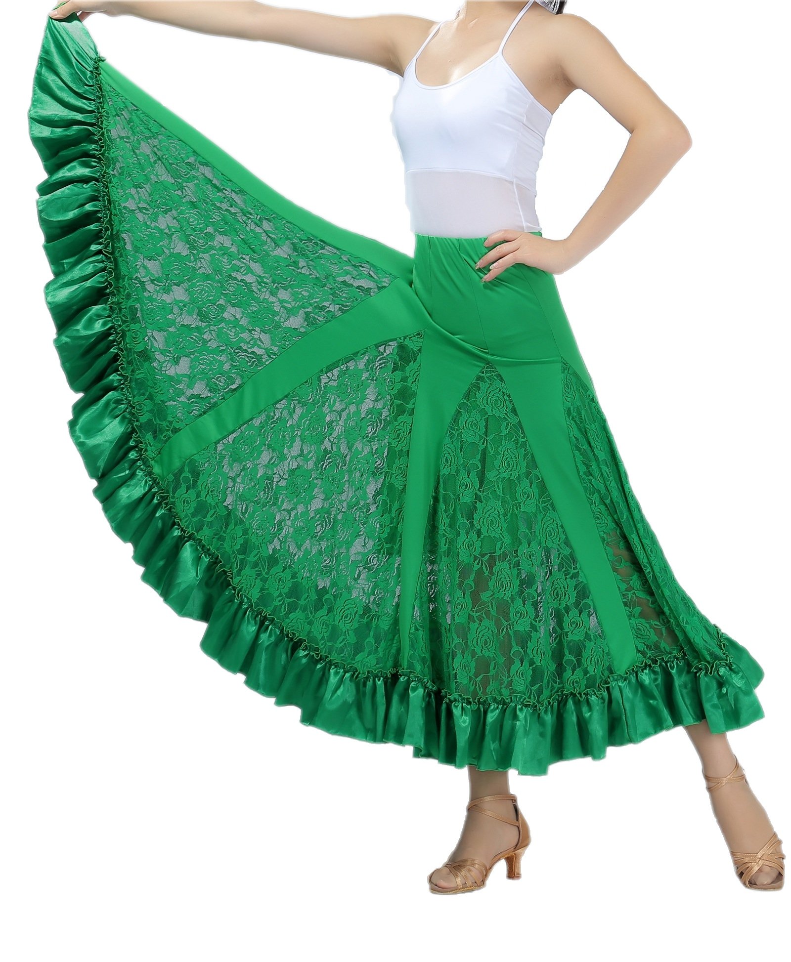 CISMARK® Elegant Ballroom & Latin Dance Skirt - Long Swing Party Dress for Women | Perfect for Salsa, Tango, and Competition Performances