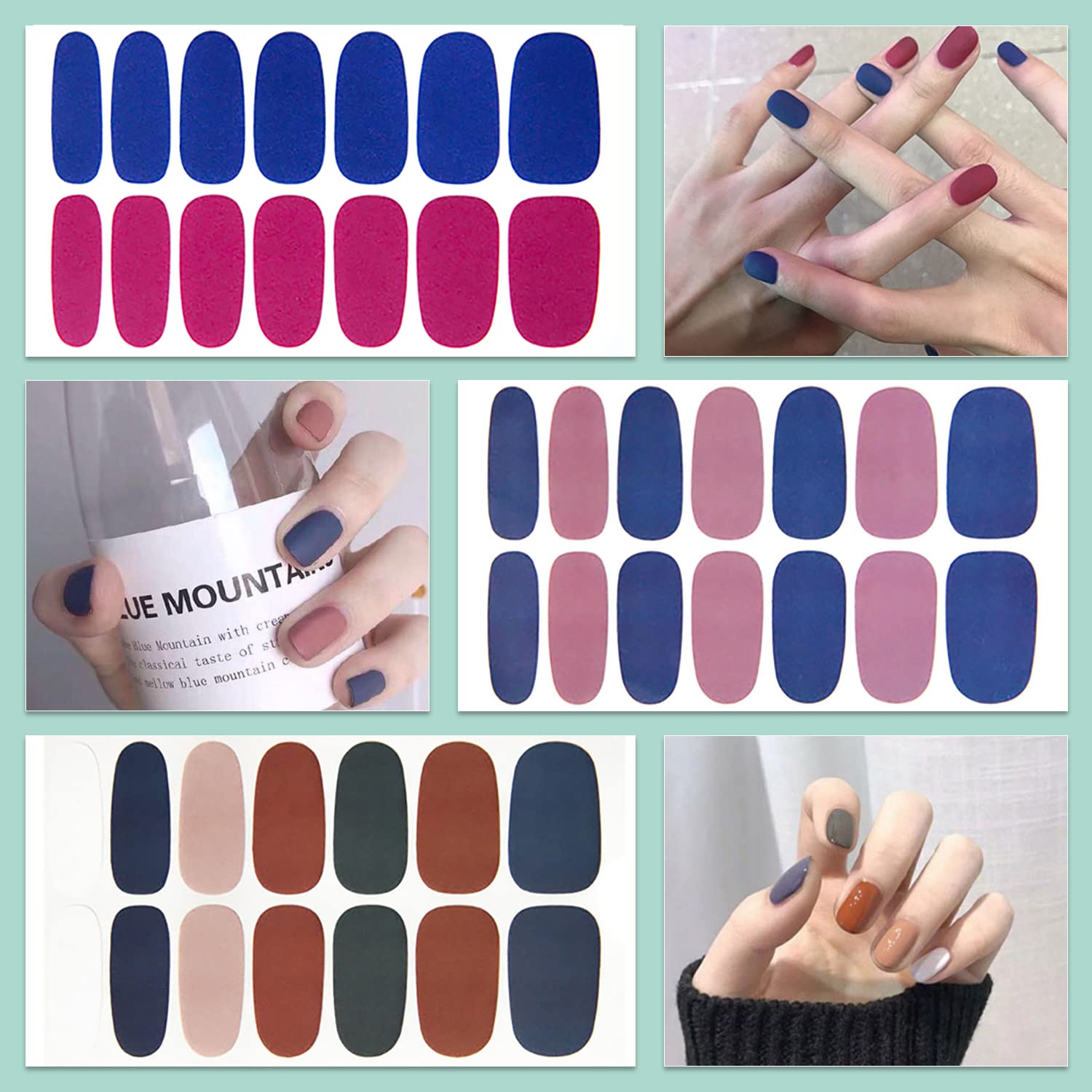 WOKOTO 20 Sheets Mix Solid Nail Polish Strips with Nail File - DIY Gel Nail Art Stickers for Women | Full Coverage Nail Wraps & Color Strips | Perfect for Home Manicures, Parties & Gifts