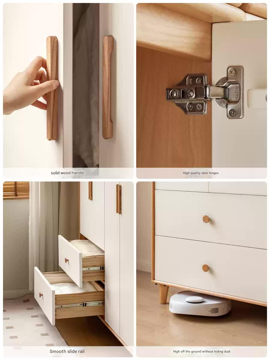 Stylish Oak & Poplar Solid Wood Modern Wardrobe - Spacious Storage for Bedroom, Closet Organization & Home Decor
