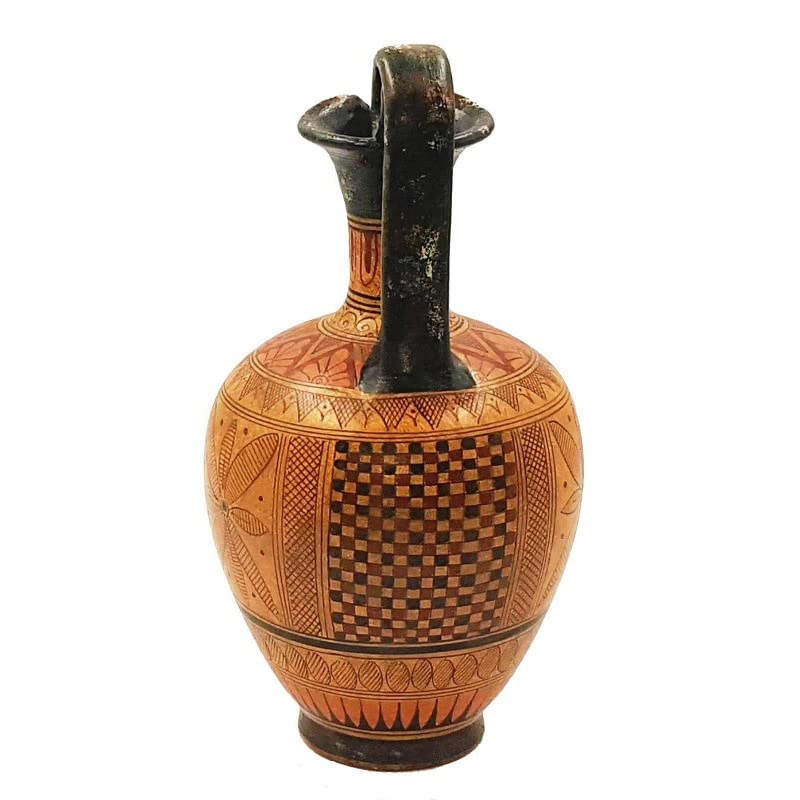 Ancient Greek Style Geometric Pottery Vase - 24cm Handmade Ceramic Jar for Home Decor, Wedding Centerpiece & Gift Idea
