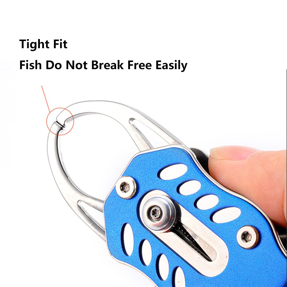 **Fish Lip Gripper - Aluminum Fishing Pliers with Lanyard for Saltwater & Freshwater - Perfect for Catch & Release, Boat Fishing, and Shore Angling**