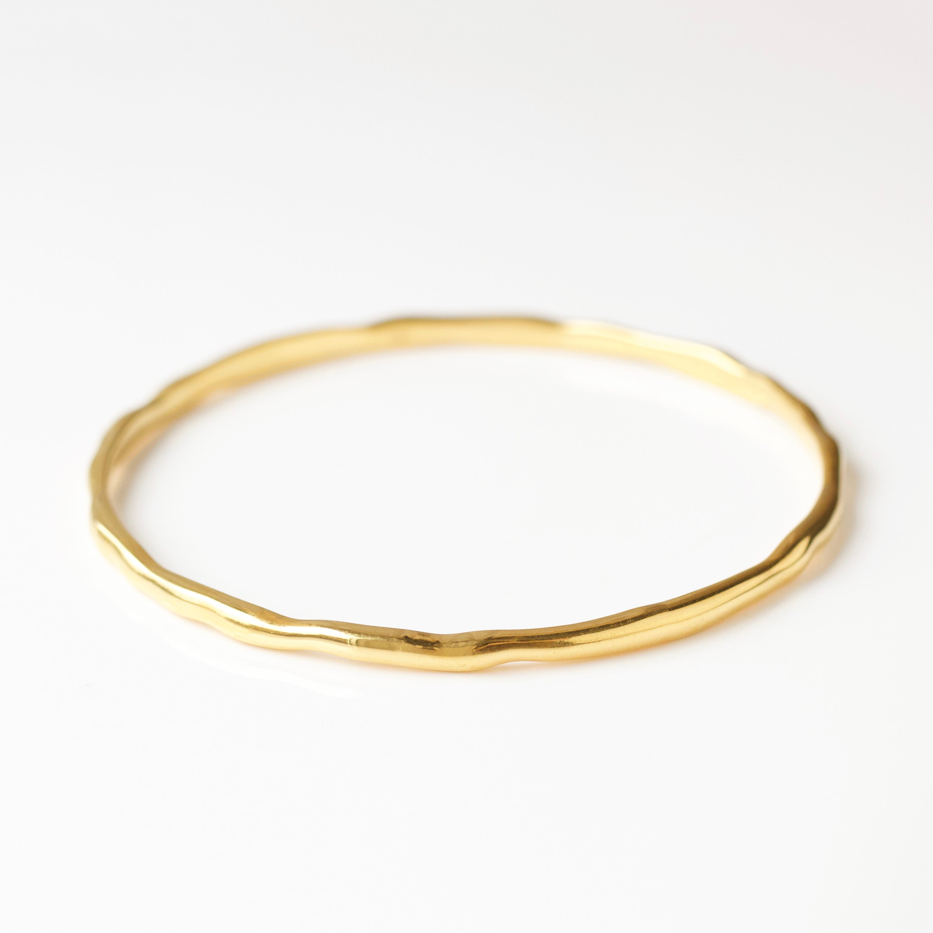 Molten Skinny Bangle Bracelet for Women - Minimalist Gold & Silver Stackable Cuff for Everyday Wear & Layering
