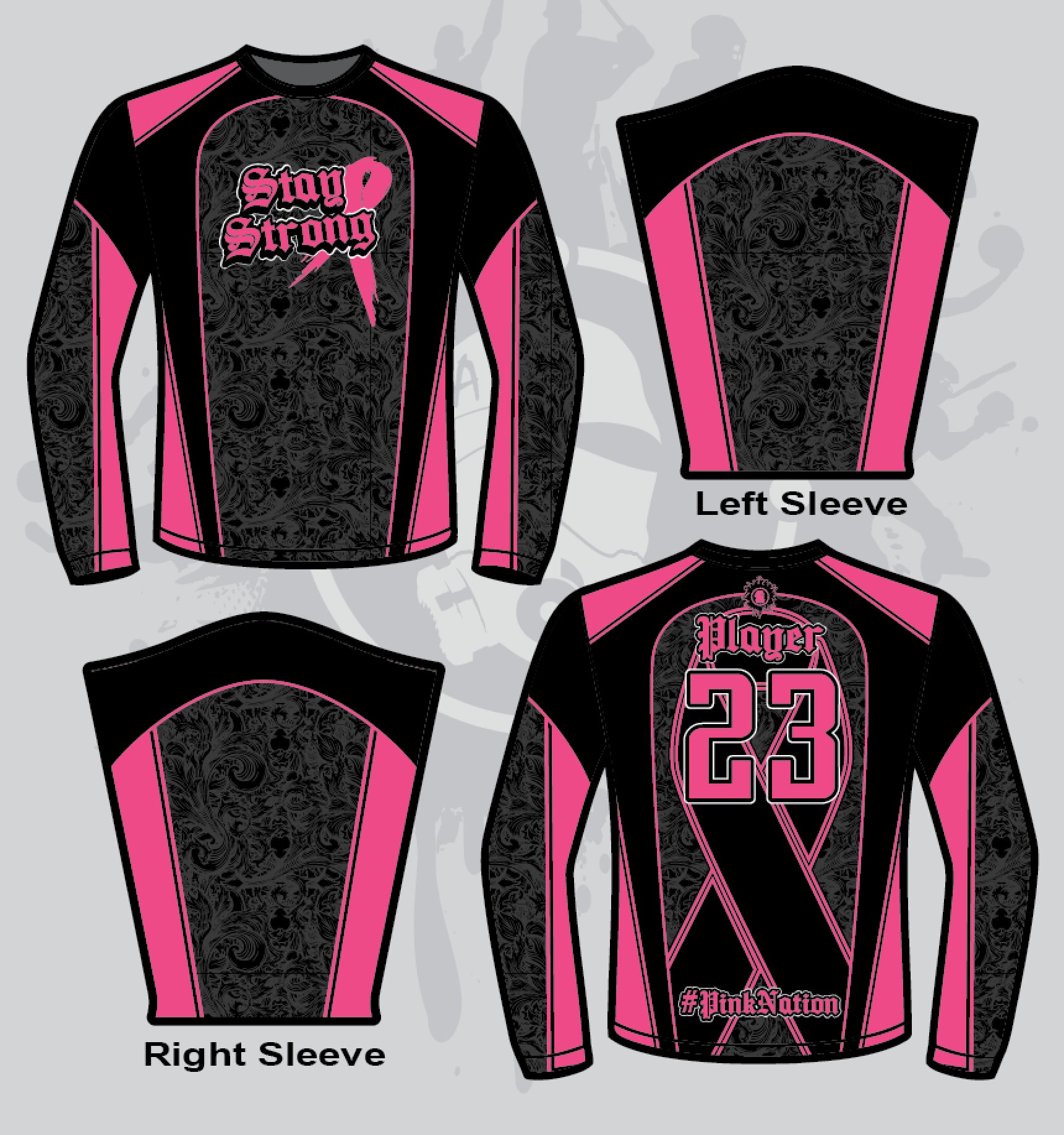 Stay Strong Men's Full Dye Jersey Long Sleeve - Cancer Awareness Shirt for Support & Fundraising Events - Comfortable Athletic Wear for Running, Cycling & Team Sports
