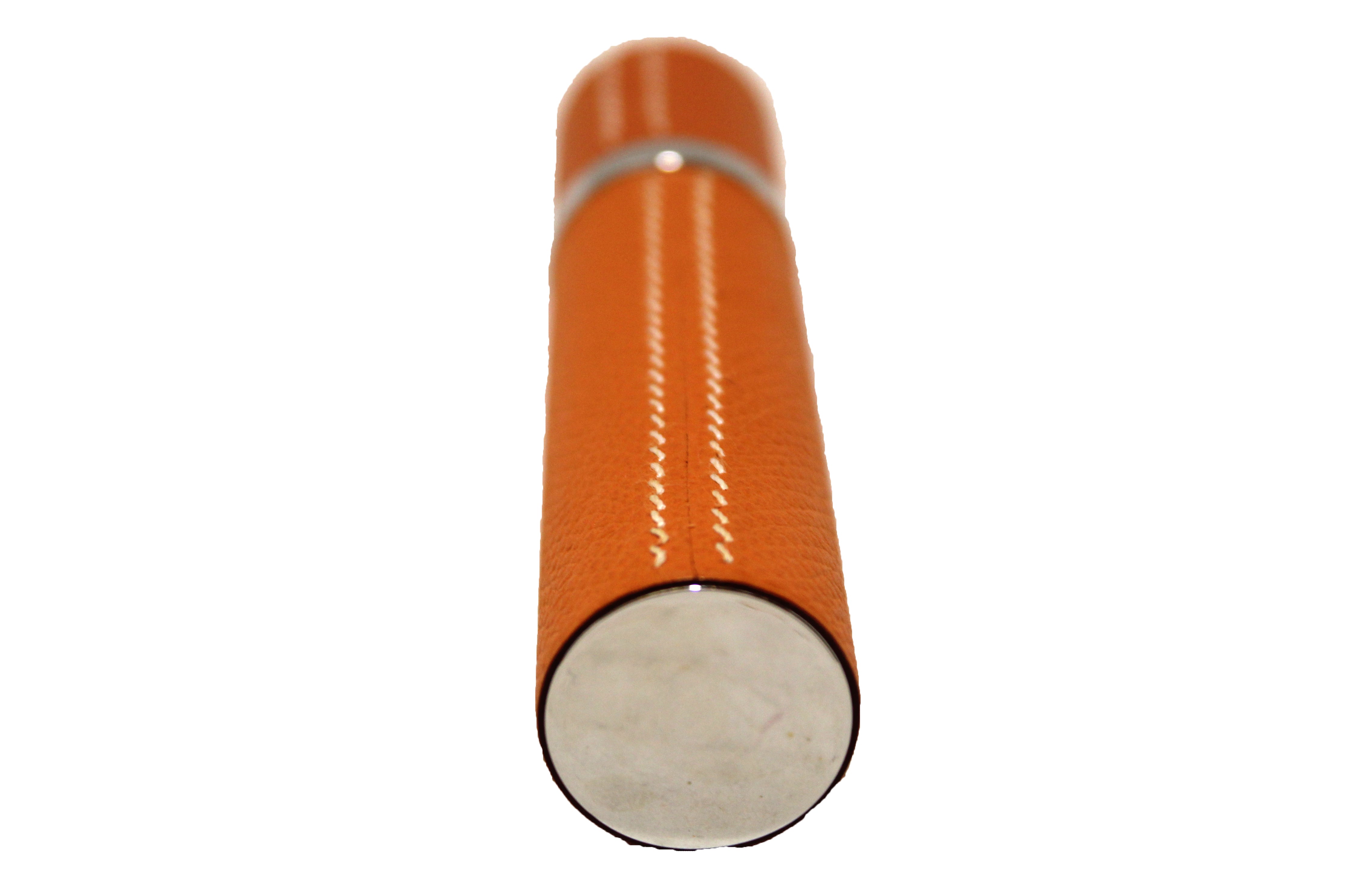 Authentic Hermes Orange Leather Perfume Refillable Travel Case Holder - Perfect for Fragrance Storage & Luxury Travel Accessories
