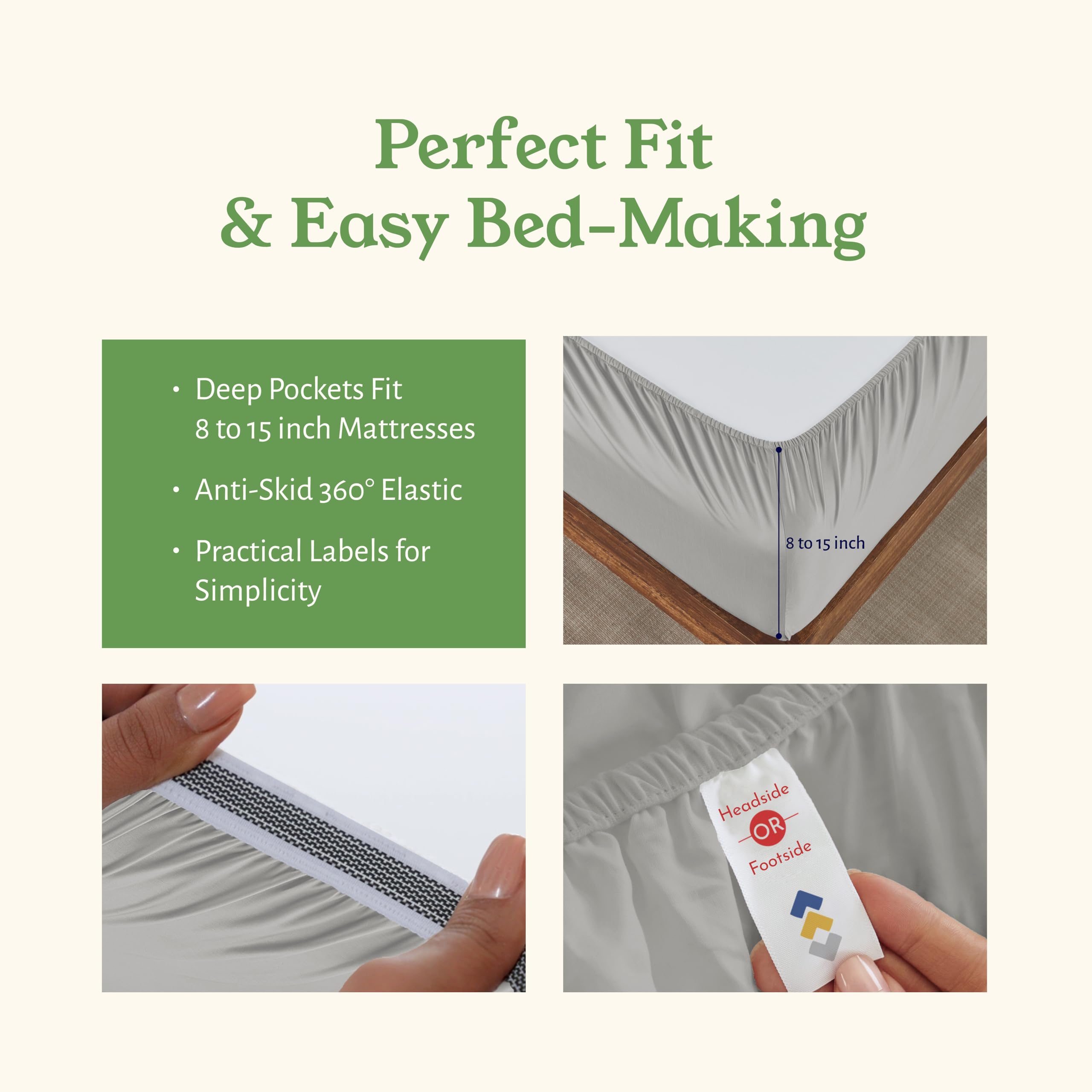 California Design Den 100% Organic Cotton Queen Size Sheet Set - GOTS Certified Percale Bed Sheets with Deep Pockets, Ultra Soft & Cooling - 4 Piece Light Grey Sheets for Luxury Bedding | Perfect for Hot Sleepers & Eco-Conscious Homes