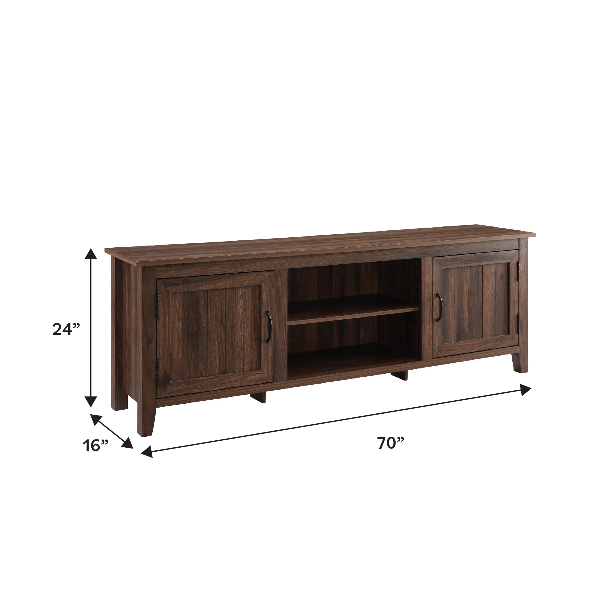 Walker Edison Ashbury Coastal Style Grooved Door TV Stand for 70-80 Inch TVs, Dark Walnut - Perfect for Living Rooms, Bedrooms & Coastal-Themed Home Decor