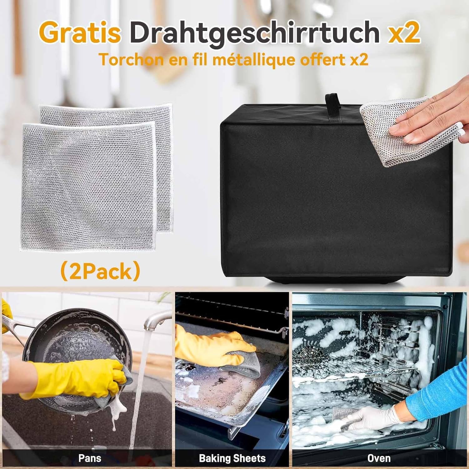 Heat-Resistant Waterproof Dust-Proof Air Fryer Cover - Compatible with Ninja DZ201 Foodi 8 Quart, DZ401 Foodi 10 Quart, DZ550 & COSORI 9 Qt (19.3