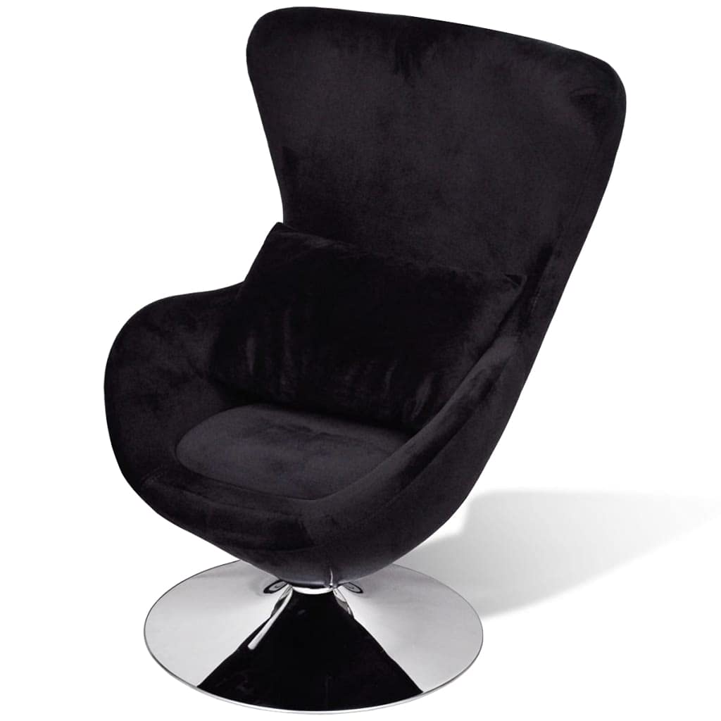 Black Velvet French Egg-Shaped Armchair - Elegant Accent Chair for Bedroom, Living Room & Office - Stylish French Sofa Chair with Modern Design - Perfect for Home Decor & Relaxation