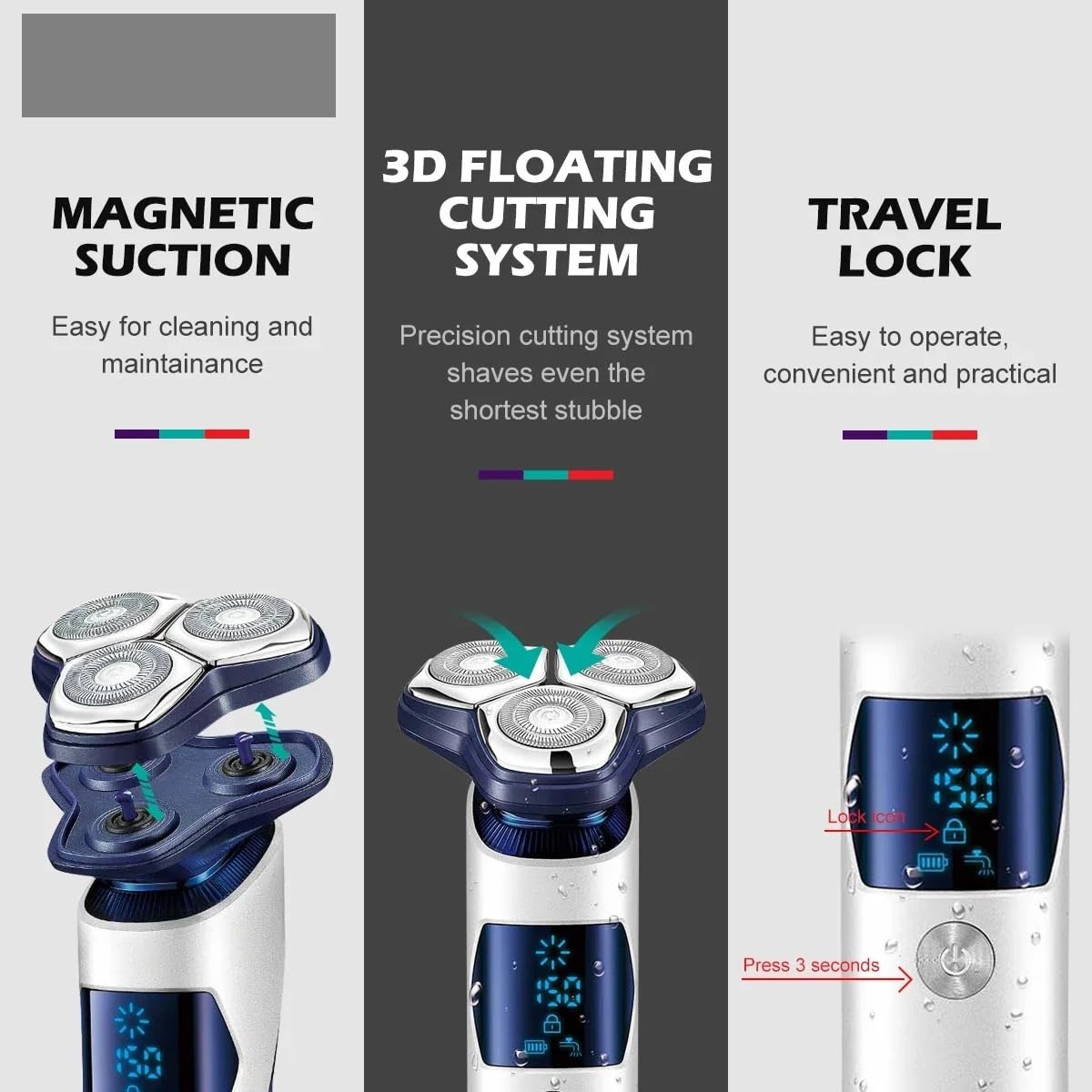 Professional V-G-R V-328 Waterproof Electric Hair Trimmer & Beard Shaver for Men with Digital Display - Precision Grooming Kit for Home, Travel, and Barber Use (Includes Storage Box)